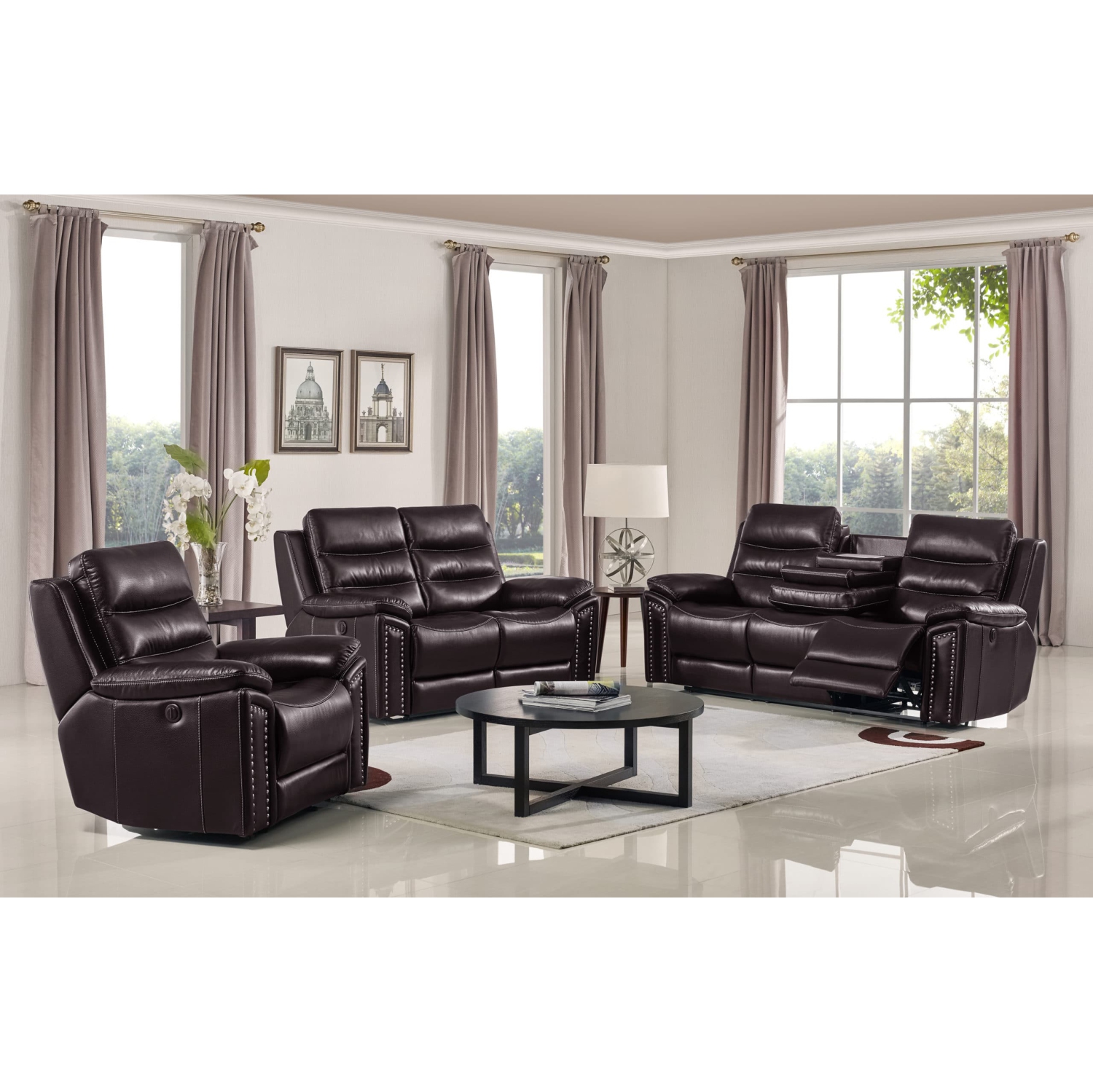 Causeuse inclinable Jetson – Cuir, code sonore G03, brun