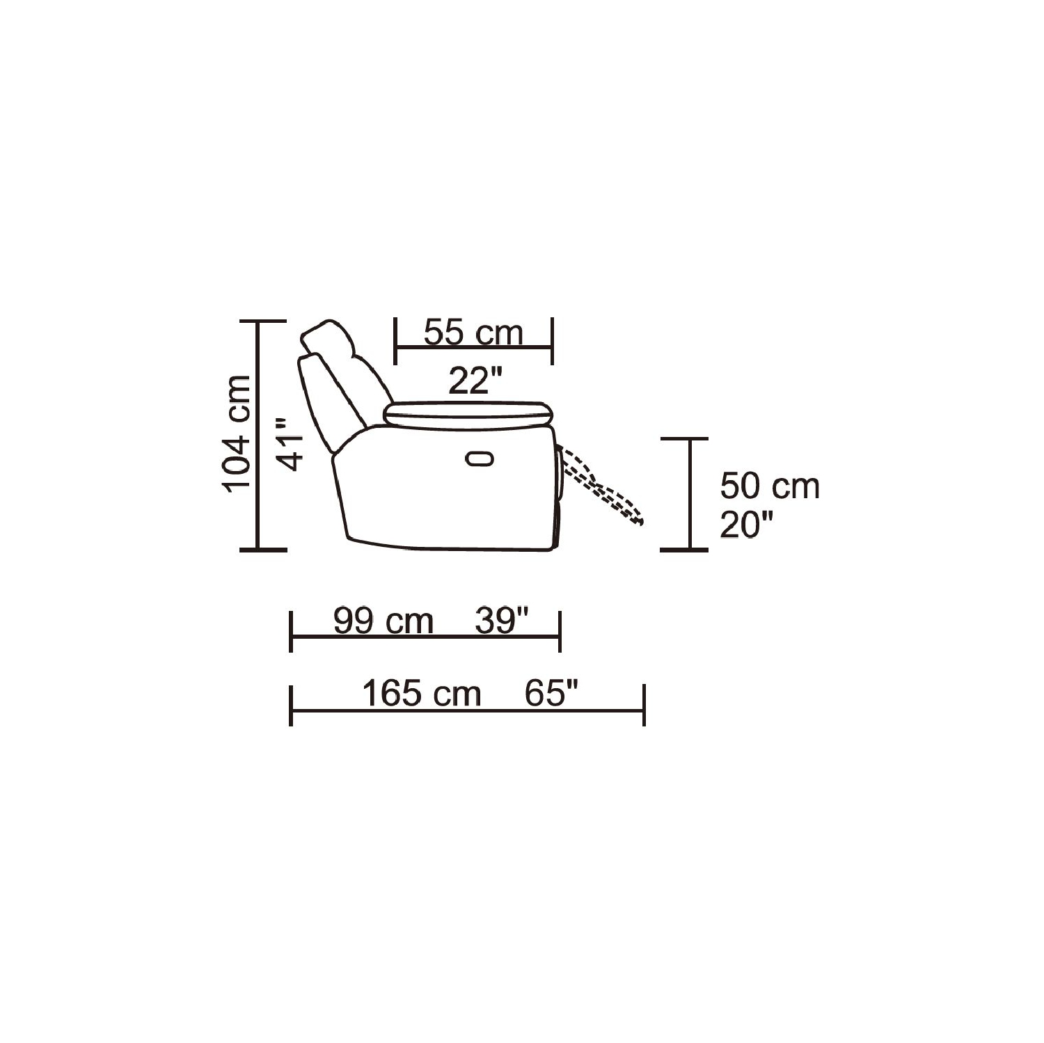 Causeuse inclinable Jetson – Cuir, code sonore G03, brun
