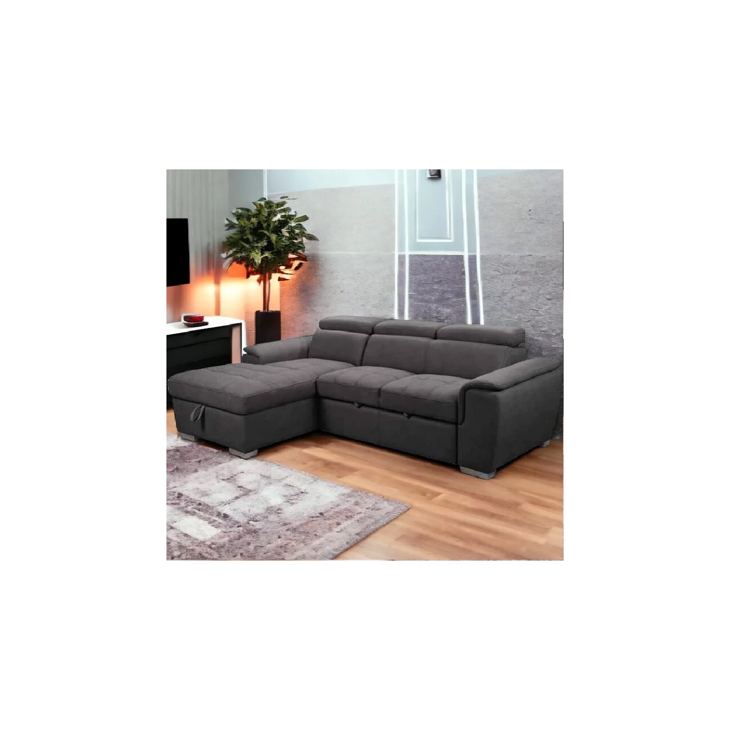 Spencer – Canapé-lit modulaire 3 places avec appuie-tête réglables et rangement