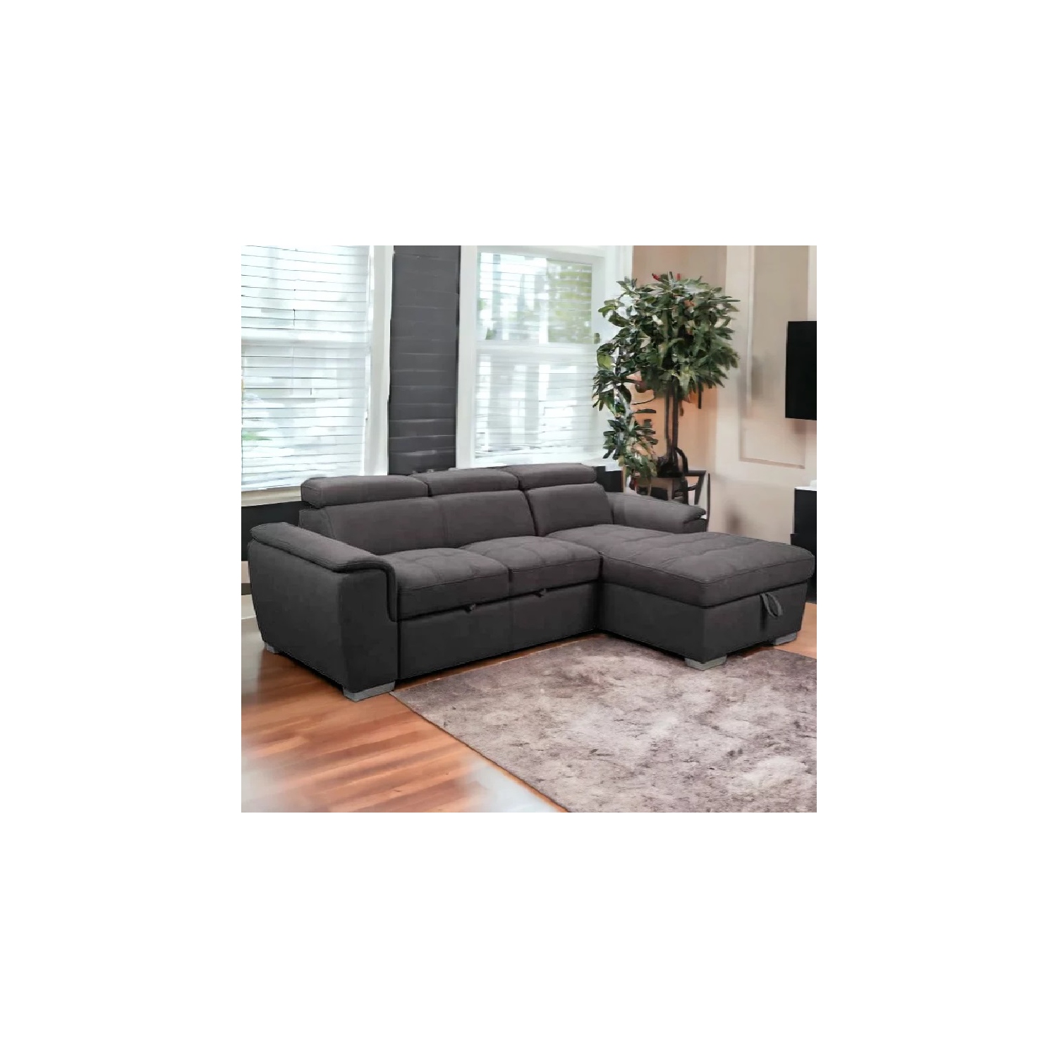 Spencer – Canapé-lit modulaire 3 places avec appuie-tête réglables et rangement