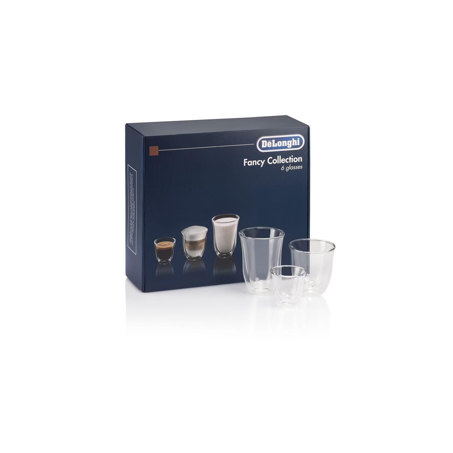 De'Longhi – Ensemble-cadeau Trio 2, espresso, 2 cappuccino, 2 verres isothermes à double paroi, DLSC302