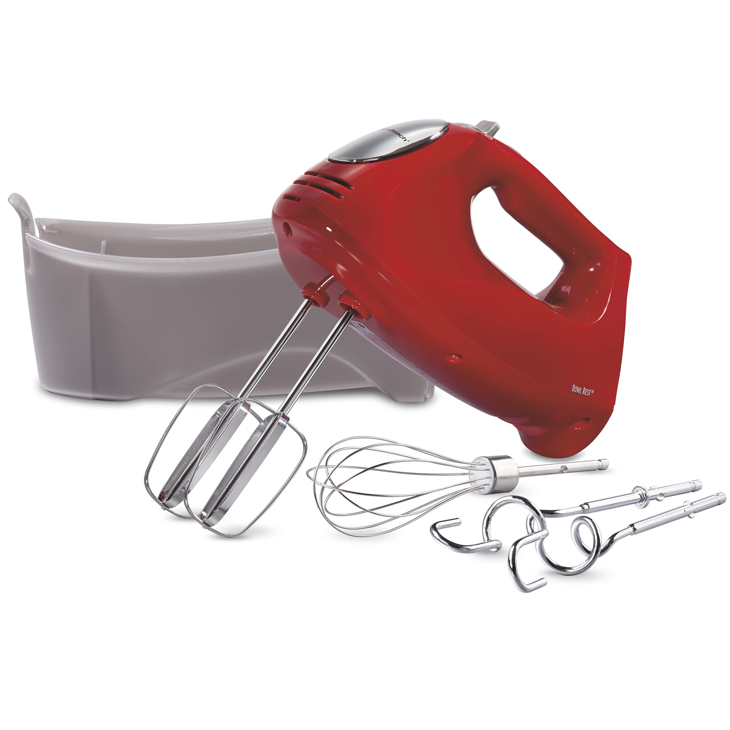 Hamilton Beach 6-Speed Electric Hand Mixer with Whisk, Traditional Beaters, Dough Hooks, Snap-On Storage Case, 275 Wat..