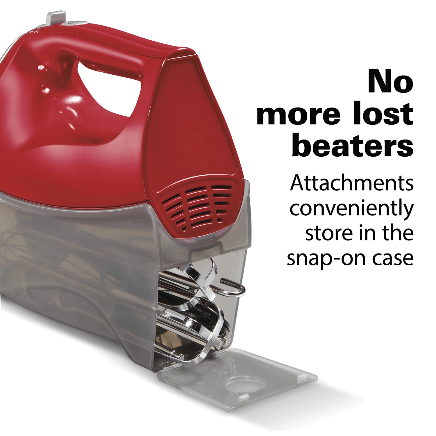 Hamilton Beach 6-Speed Electric Hand Mixer with Whisk, Traditional Beaters, Dough Hooks, Snap-On Storage Case, 275 Wat..