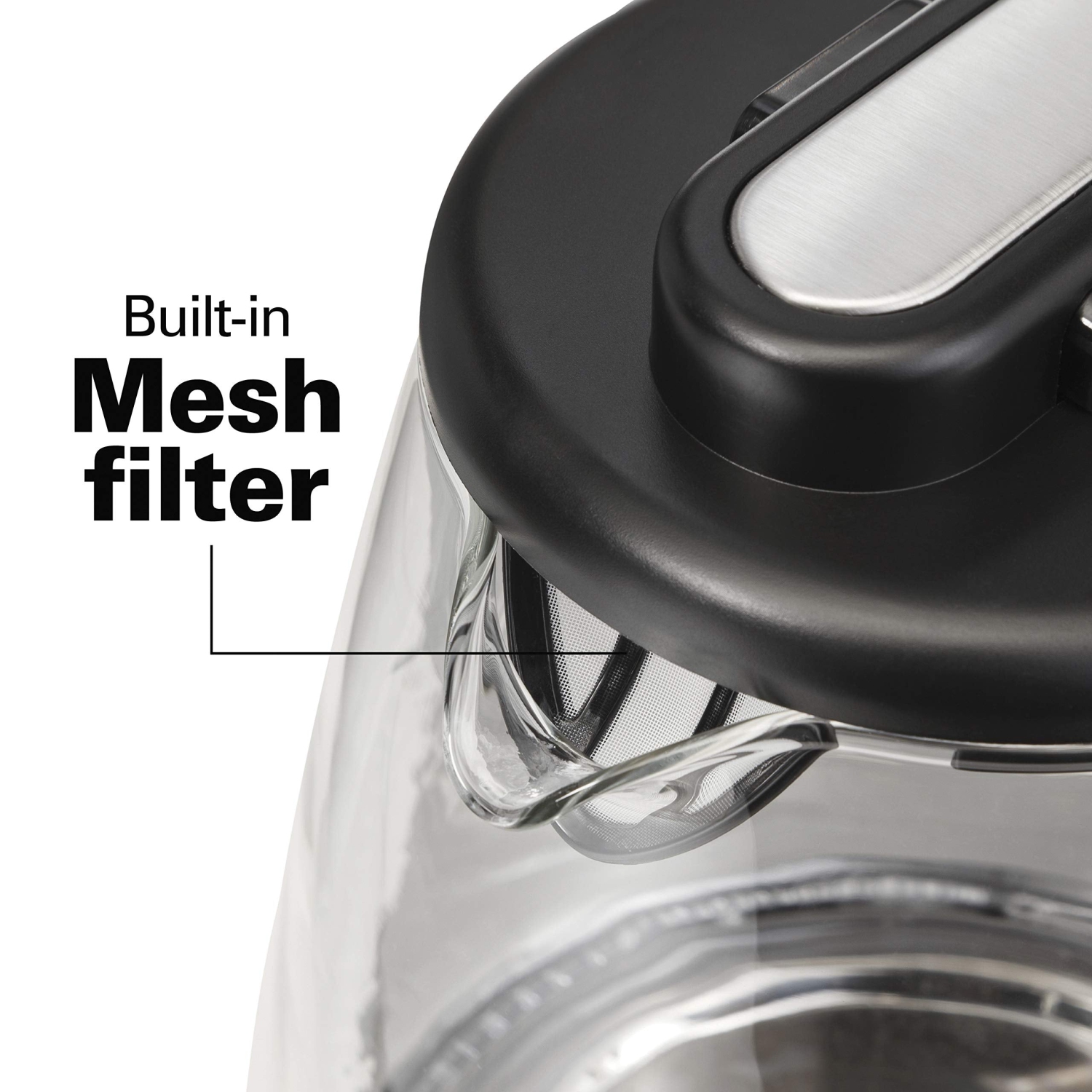 Bouilloire électrique en verre 40864C de Hamiton Beach, capacité de 1,7 litres, arrêt automatique, conception sans fil, acier inoxydable