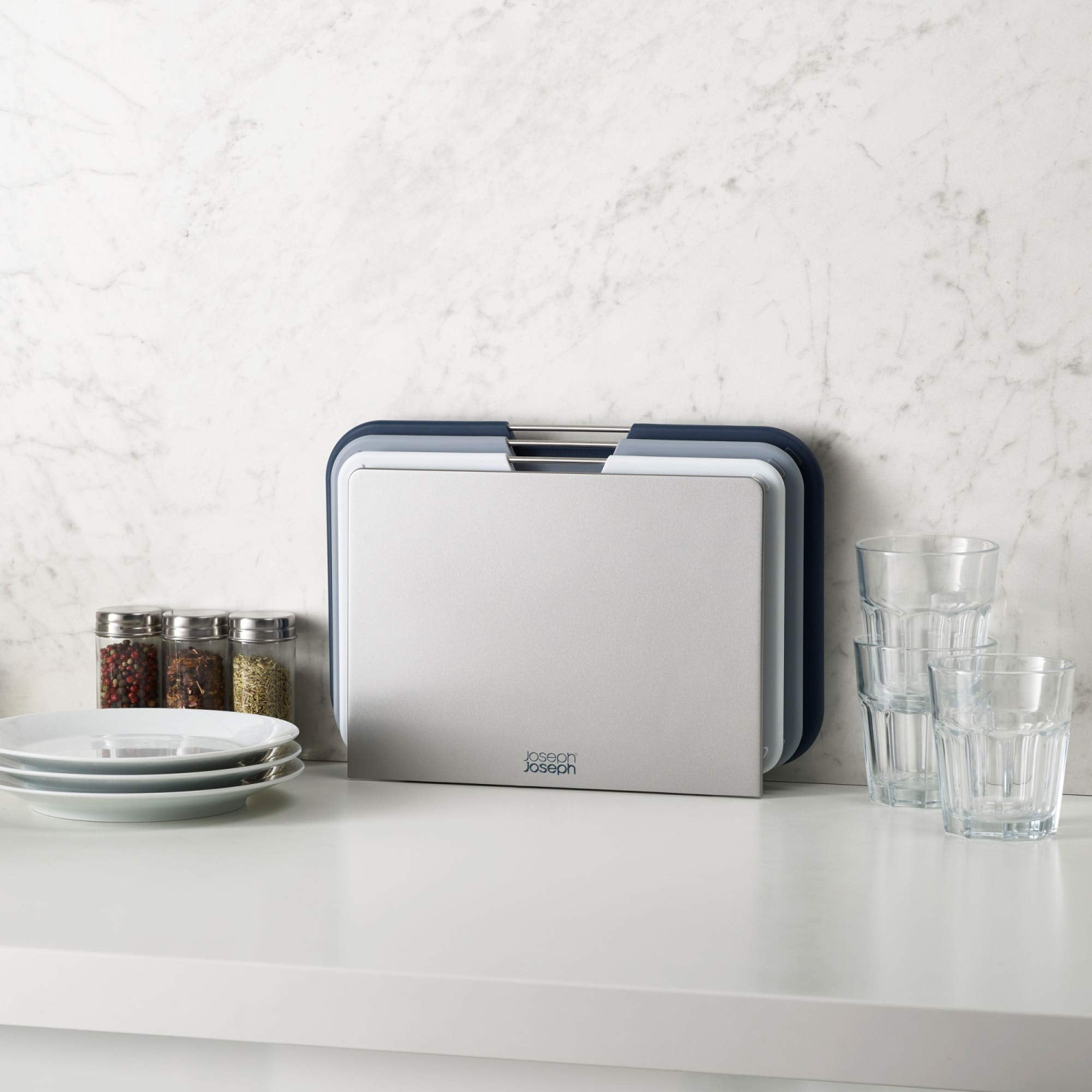 Ensemble de planches à découper en plastique avec support de rangement, 3 tableaux de tailles différentes