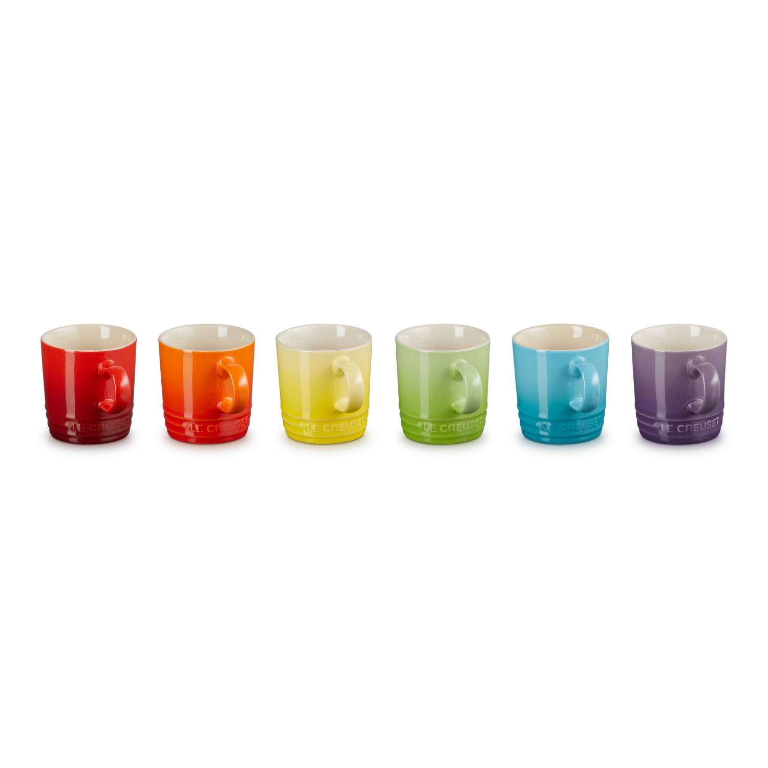 Le Creuset Set of 6 Rainbow Espresso Mug, Stoneware, 100 ml, Rainbow, 79114108359030
