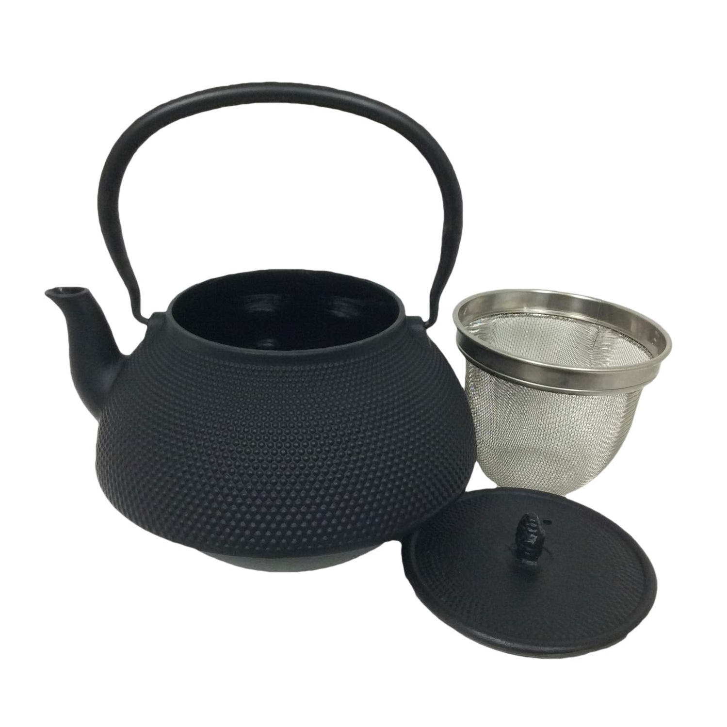 Cuisiland Large 66 OZ Hobnail Cast Iron Teapot Enameled Interior and Stainless Steel Infuser