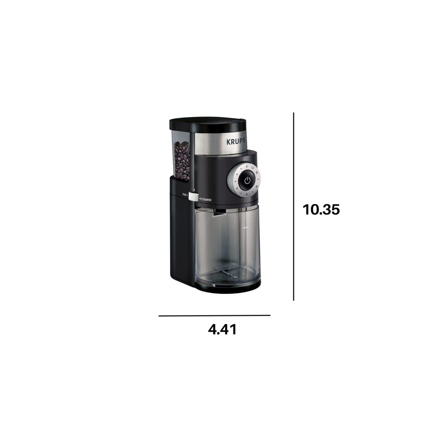 KRUPS – Moulin à café plat Precision, 12 réglages de finesse de mouture, noir