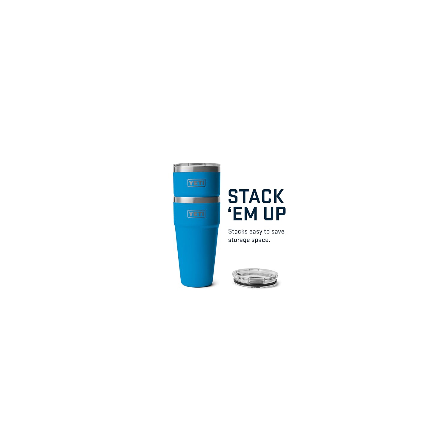 YETI Rambler 30 oz Stackable Tumbler, Stainless Steel, Vacuum Insulated with MagSlider Lid, Big Wave Blue