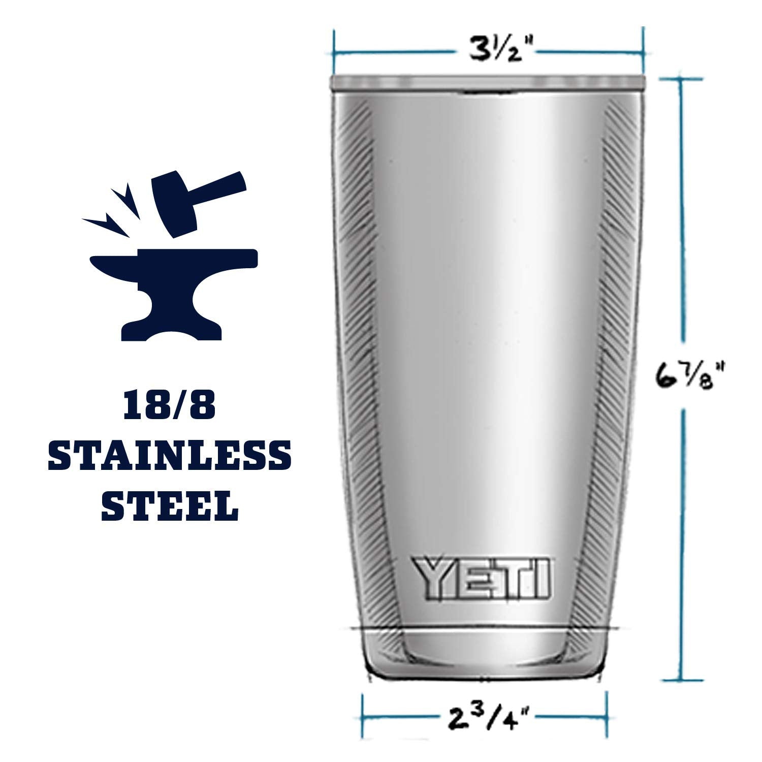 Gobelet 20&nbsp;oz YETI Rambler, acier inoxydable, isolé sous vide avec couvercle MagSlider, écume de mer