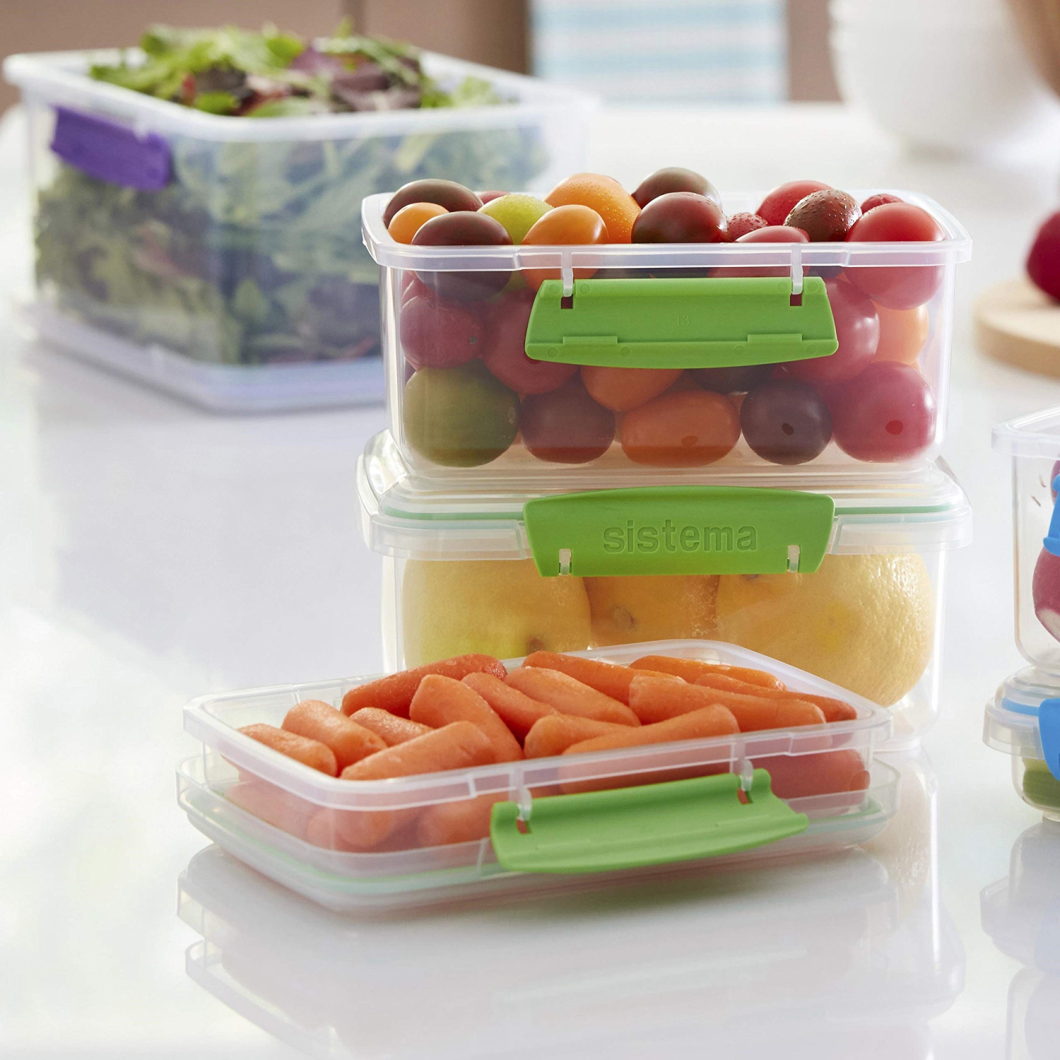 Sistema – Contenants pour aliments de différentes formes, ensemble de 28, transparent et vert