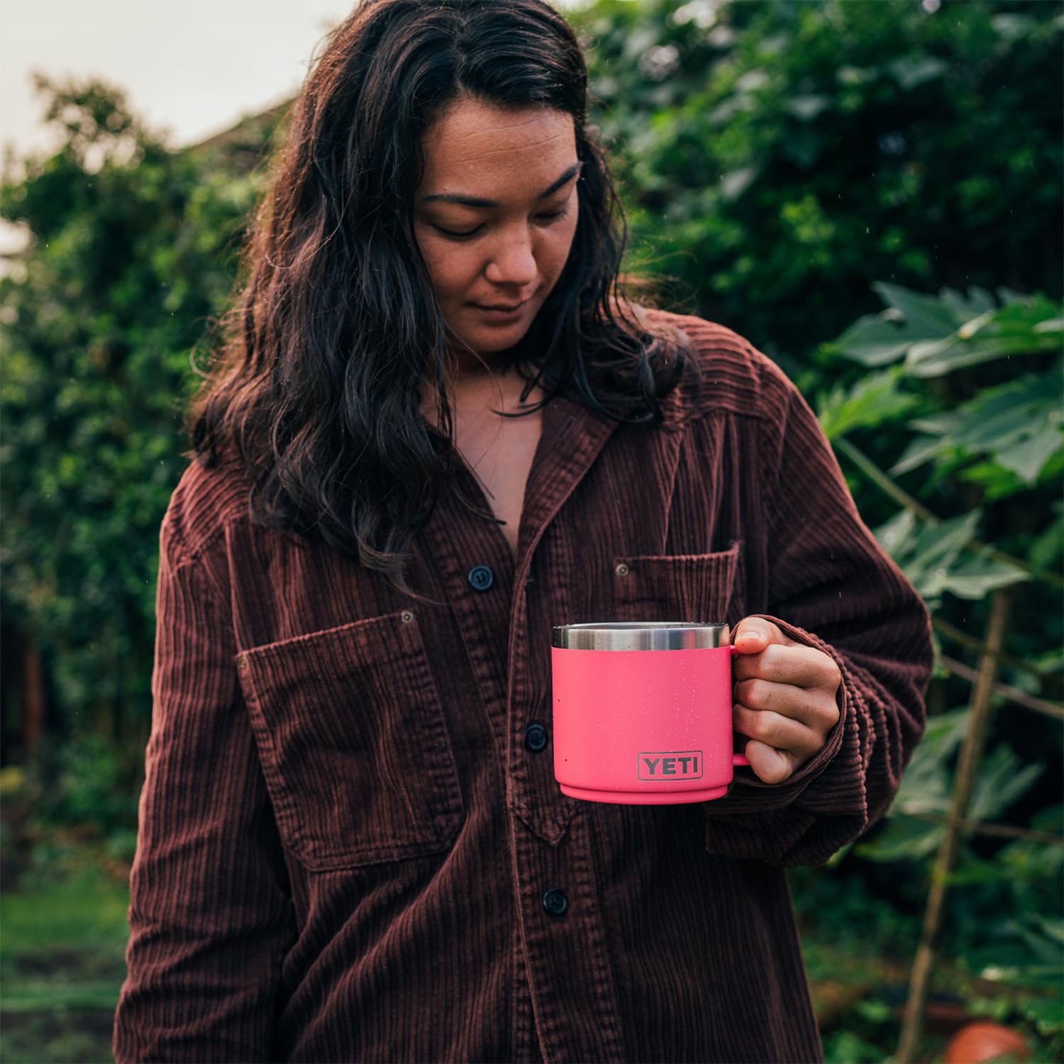 Tasse YETI Rambler 14 oz, isotherme, acier inoxydable avec couvercle MagSlider, rose tropical