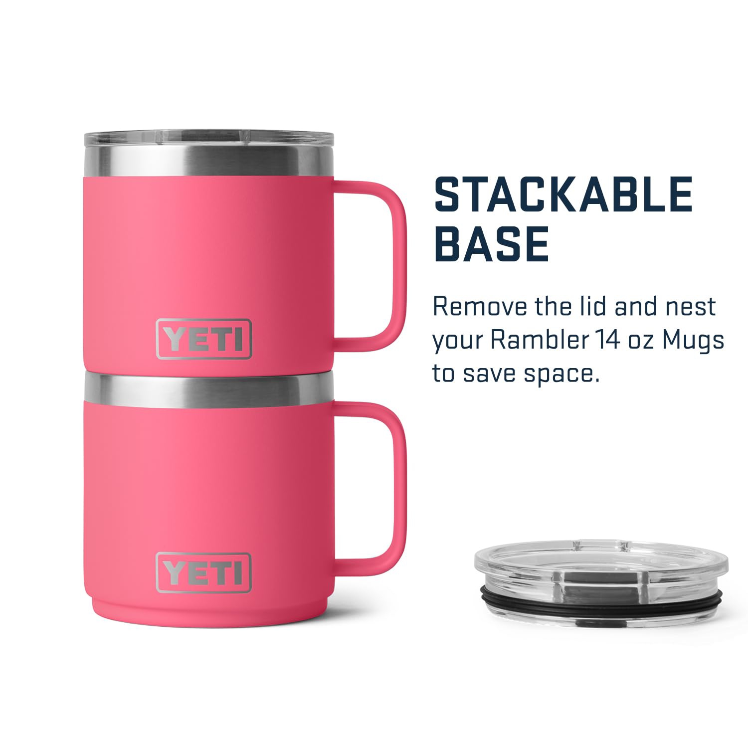 Tasse YETI Rambler 14 oz, isotherme, acier inoxydable avec couvercle MagSlider, rose tropical
