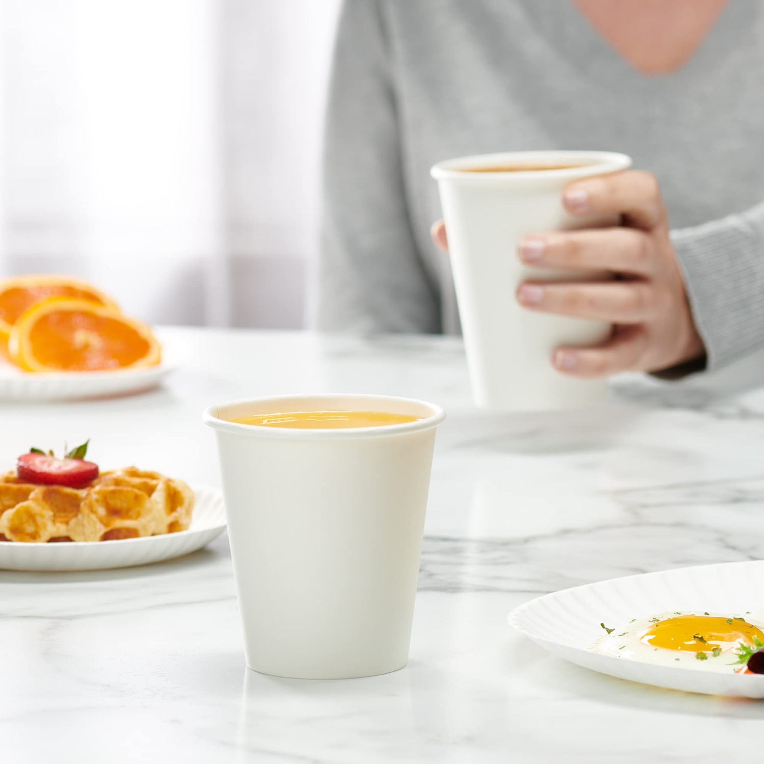 [300 unités] 12&nbsp;oz. Tasses de café chaud 350&nbsp;gsm en papier blanc