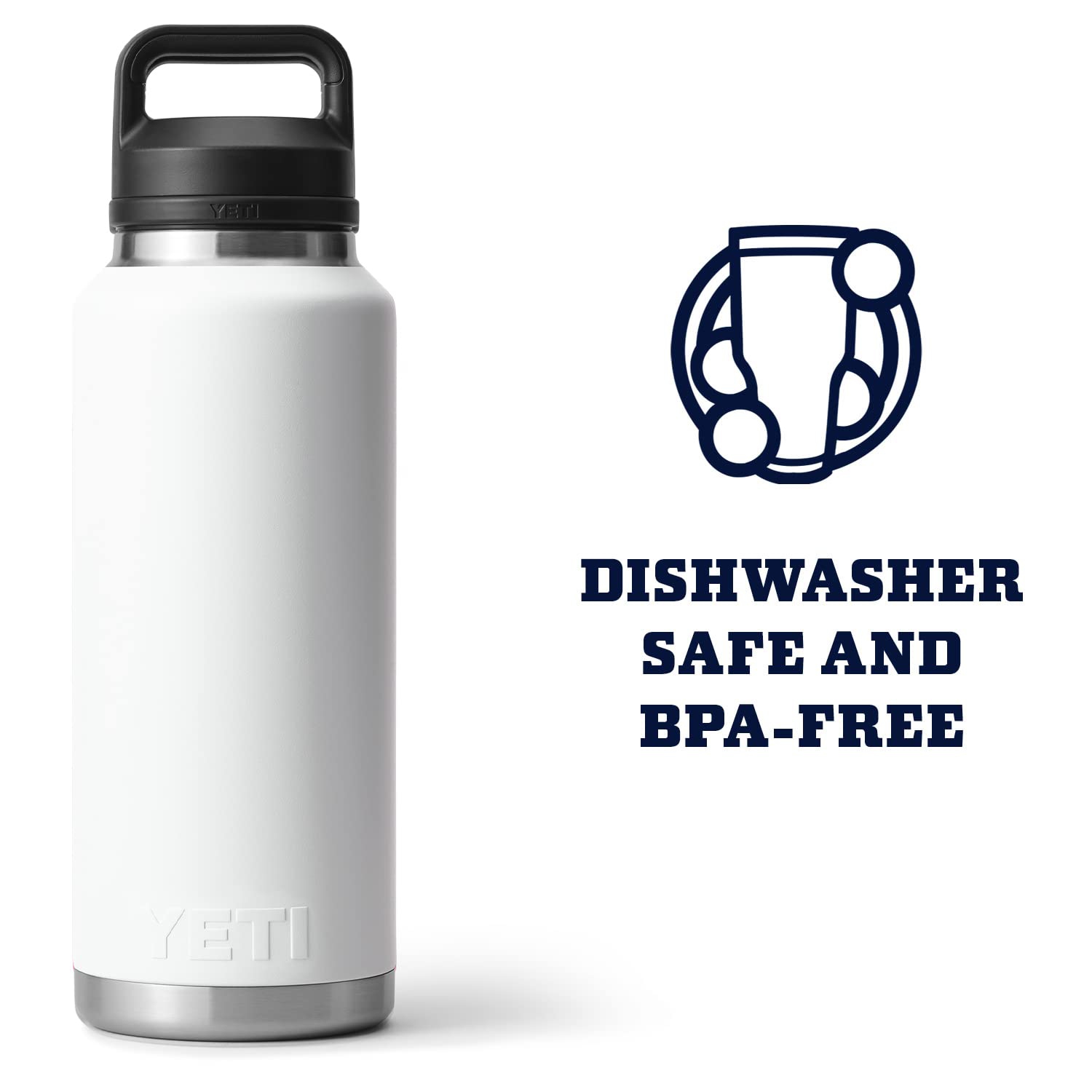 YETI Rambler 46 oz Bottle, Vacuum Insulated, Stainless Steel with Chug Cap, White
