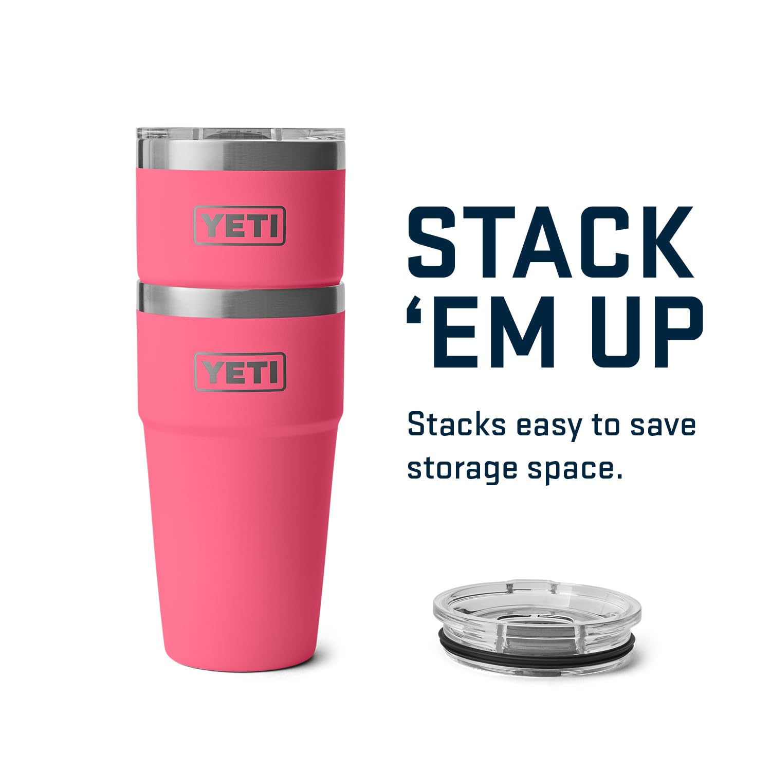 YETI Rambler 20 oz Stackable Tumbler, Stainless Steel, Vacuum Insulated with MagSlider Lid, Tropical Pink