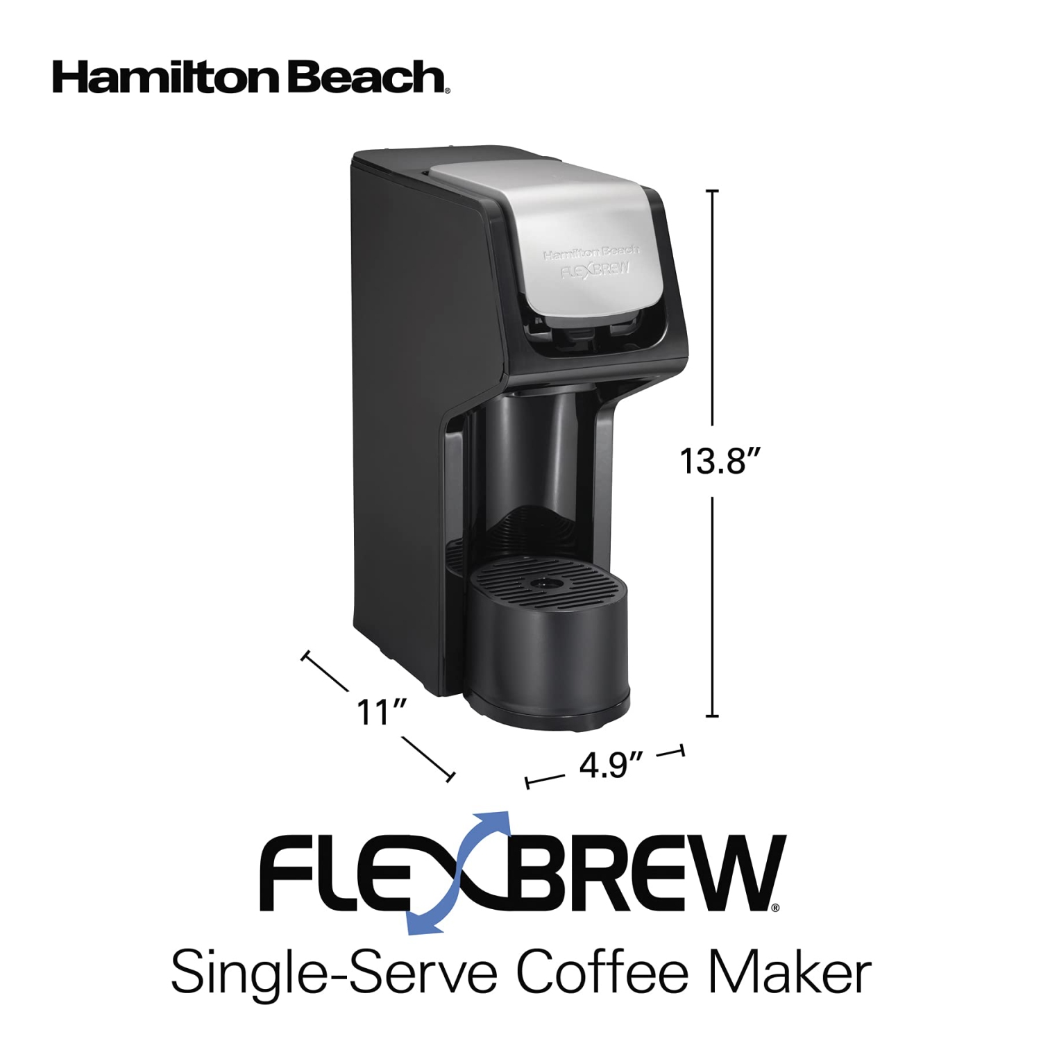 Hamilton Beach 49900C FlexBrew Single-Serve Coffee Maker Compatible with Pod Packs and Grounds, Black