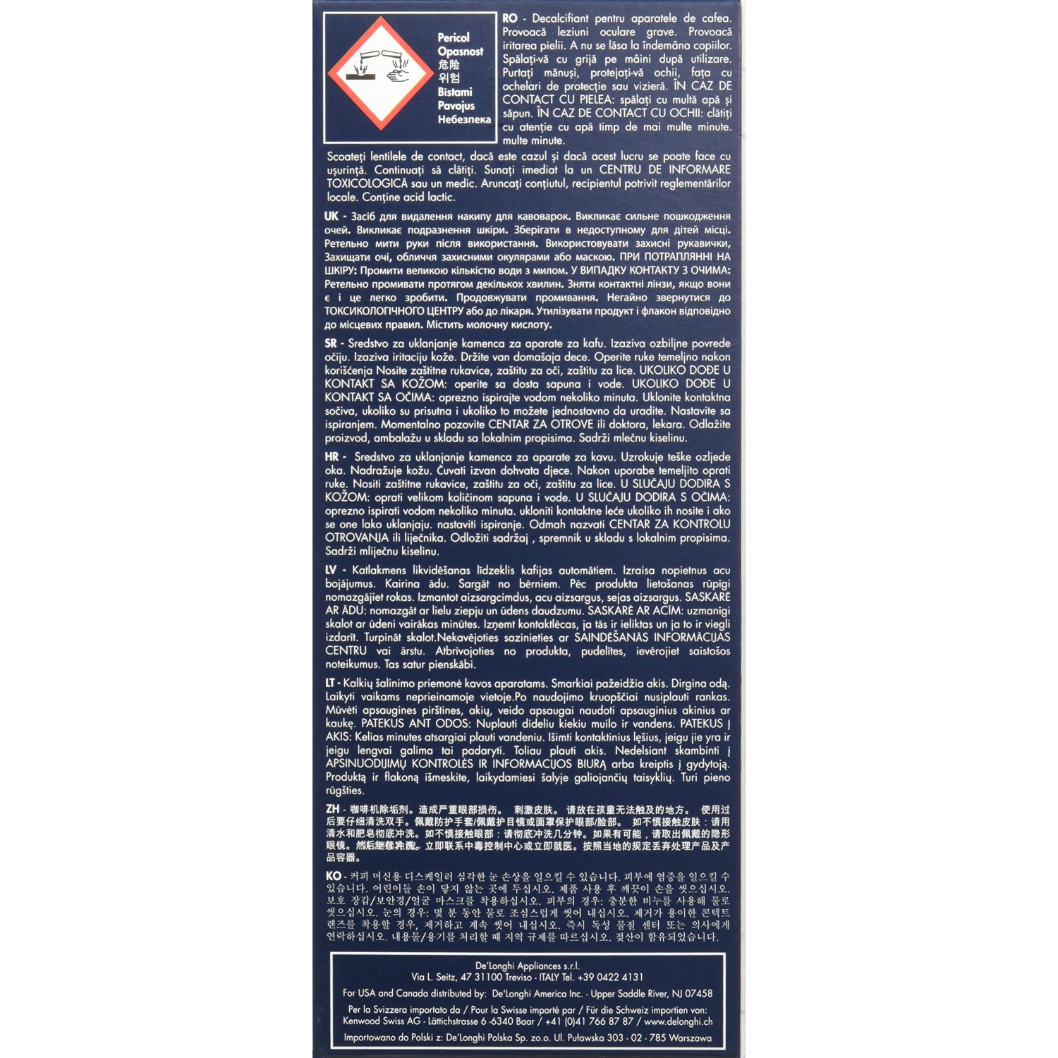 De'Longhi – Solution de détartrage écologique 5513291781, ensemble de 2, blanc