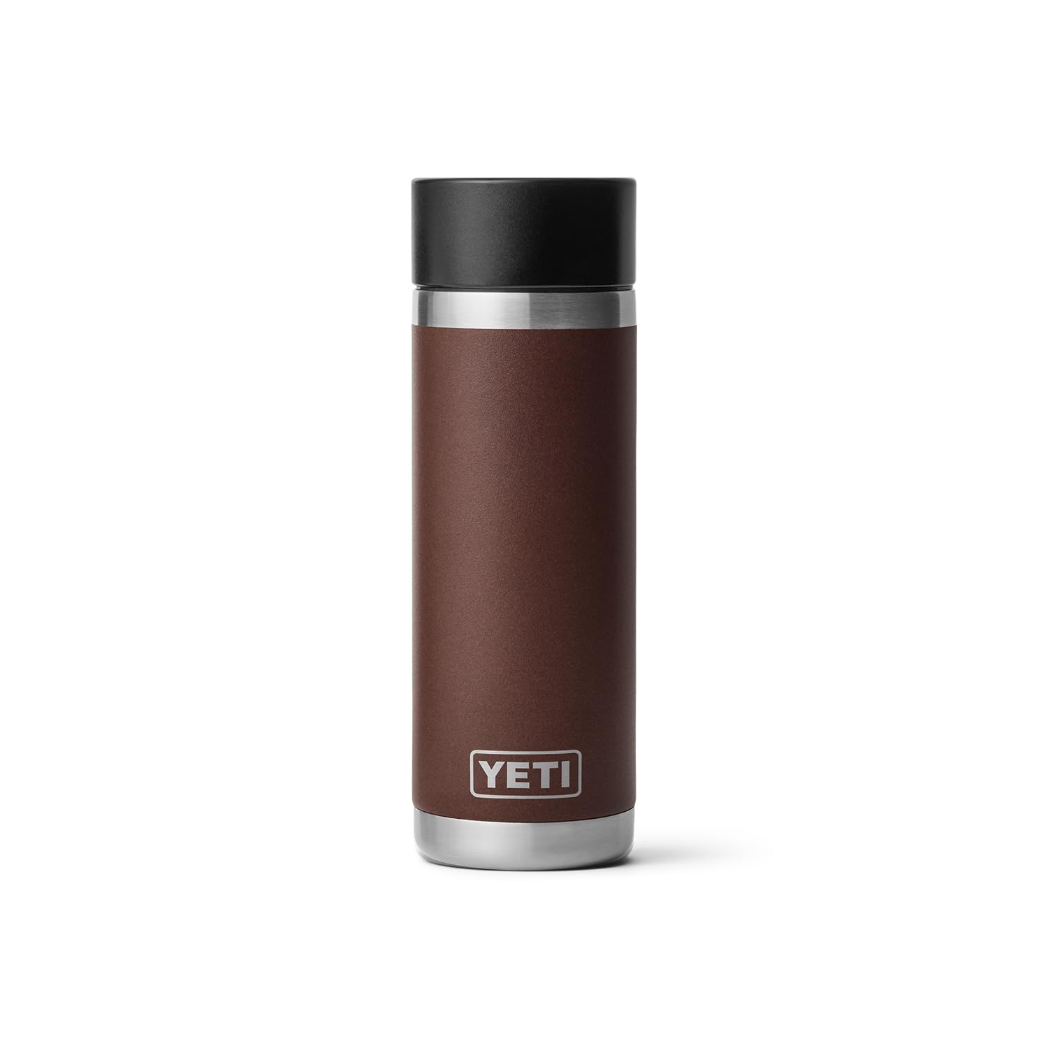 YETI Rambler 18 oz Bottle, Stainless Steel, Vacuum Insulated, with Hot Shot Cap, Wetlands Brown