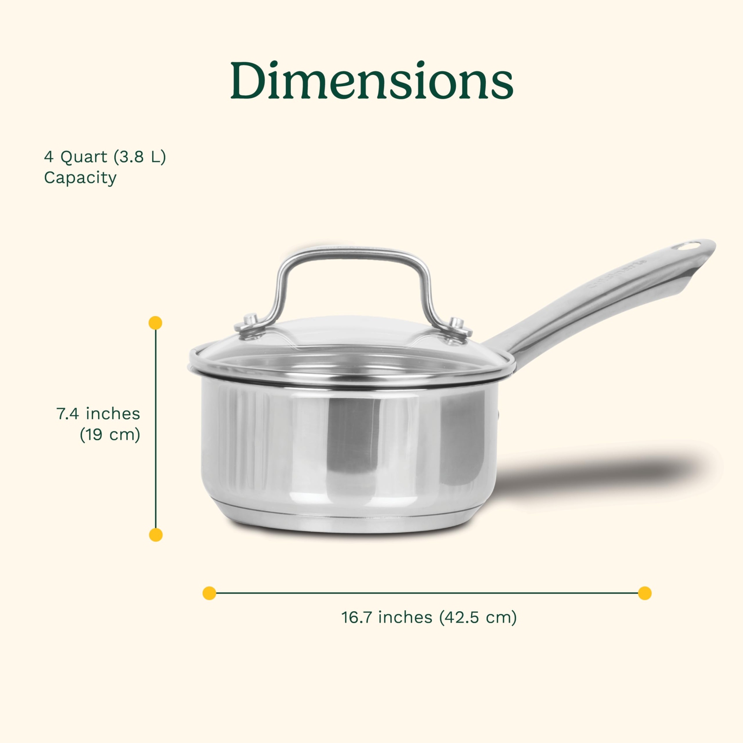 Cuisinart – Casserole de 4 pte en acier inoxydable avec couvercle, poignées à prise froide (7HG194-20EC)