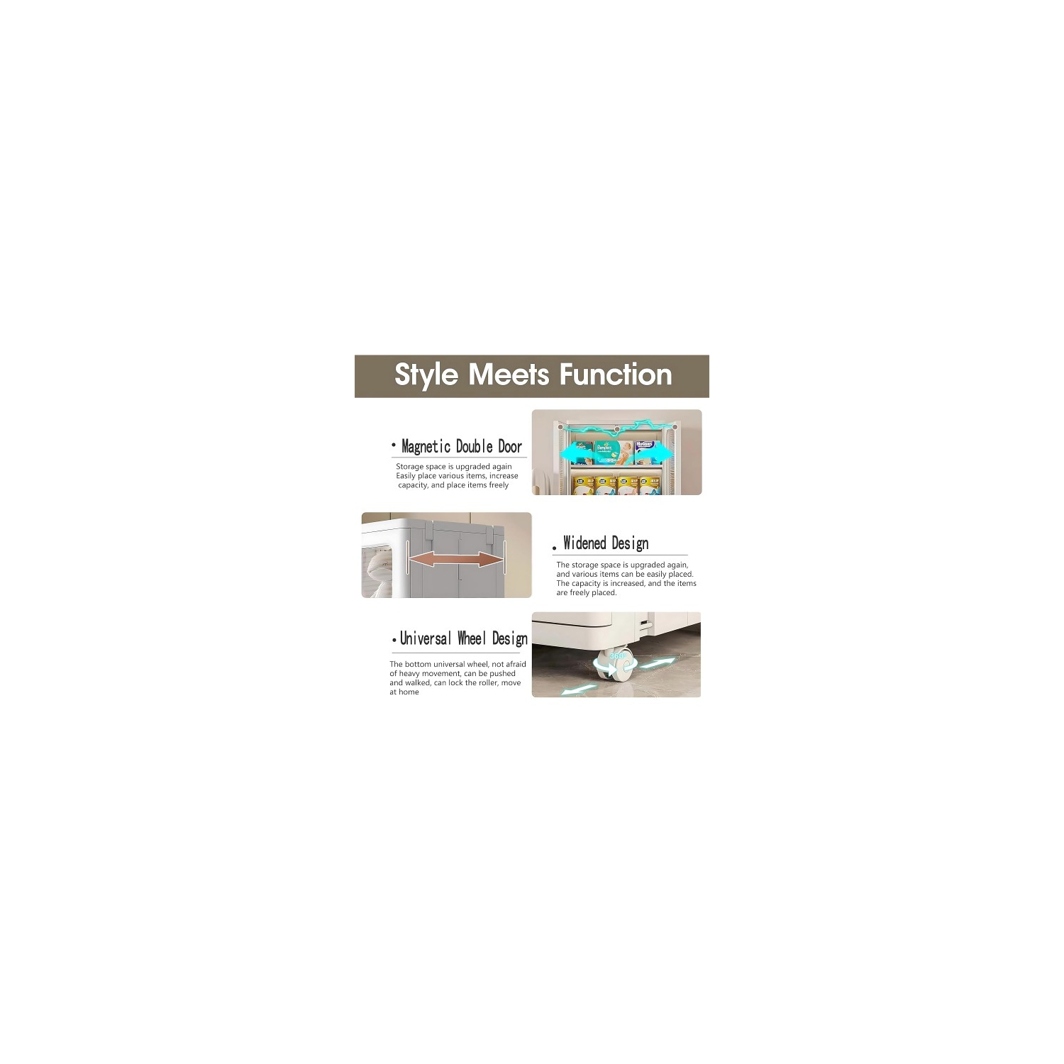 73" Kitchen Pantry Storage Cabinet, Collapsible Storage Organizer with Rotating Wheels for Home, Kitchen, Living Room