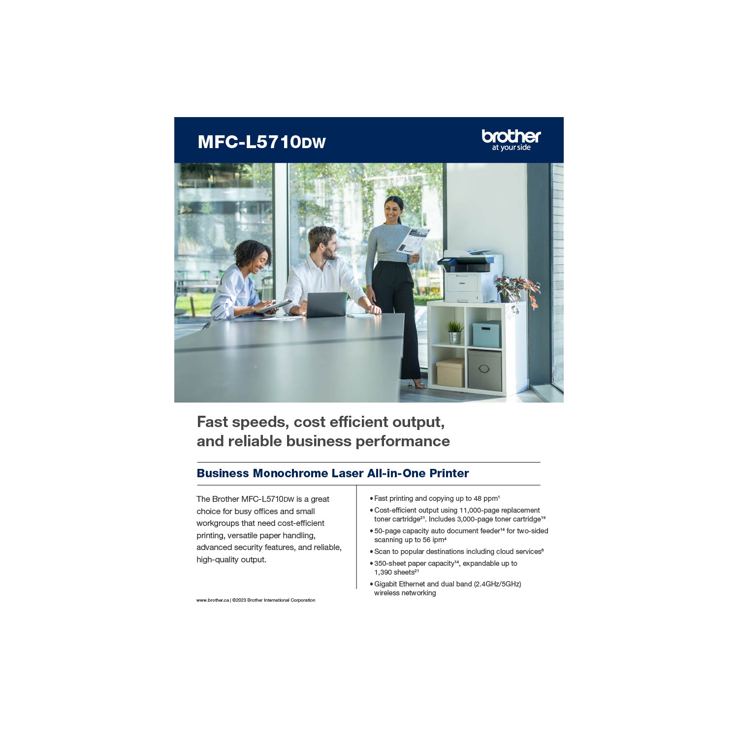 Brother-MFC-L5710DW Business Monochrome Laser All-in-One Printer with Wireless Networking and Duplex Print, Scan, and Copy-Monochrome