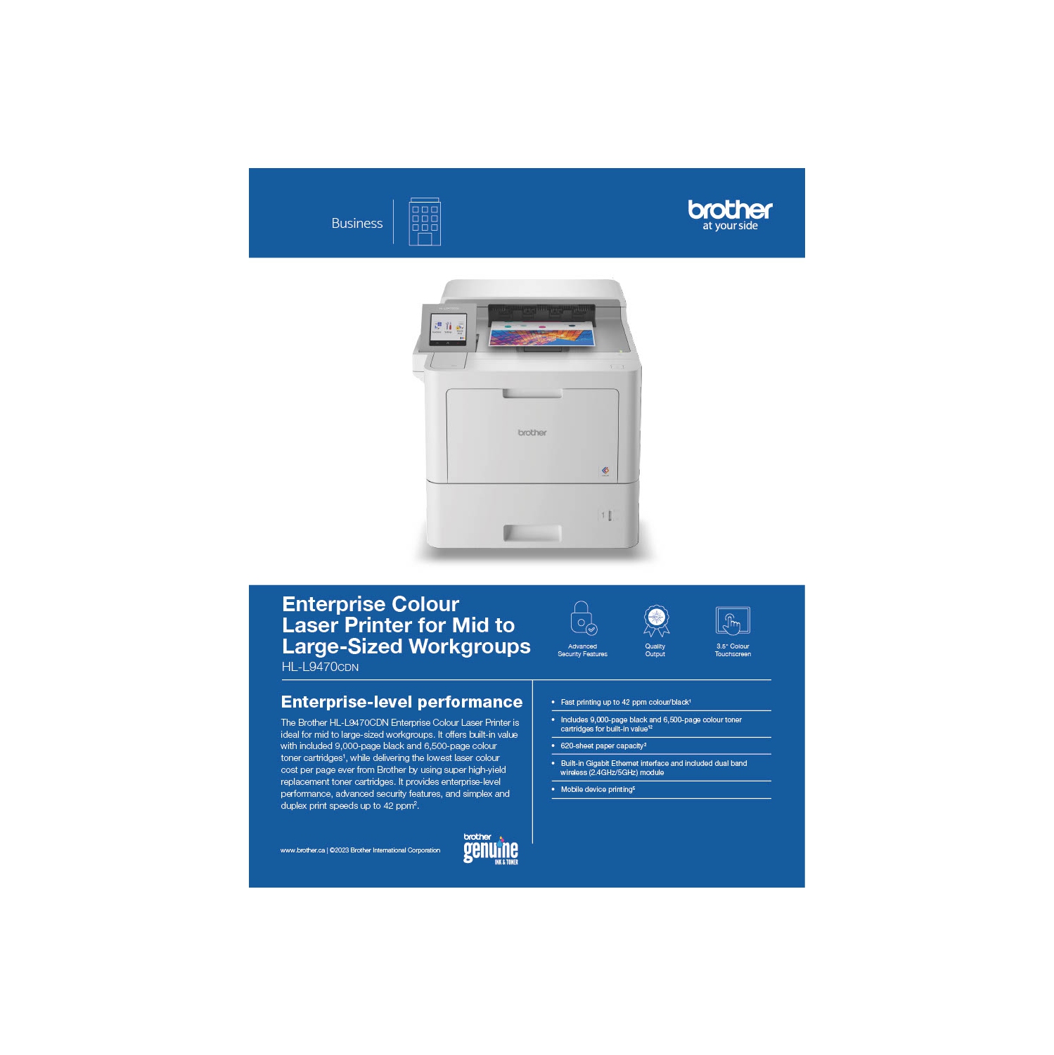 Imprimante laser Enterprise Brother-HL-L9470CDN, couleur