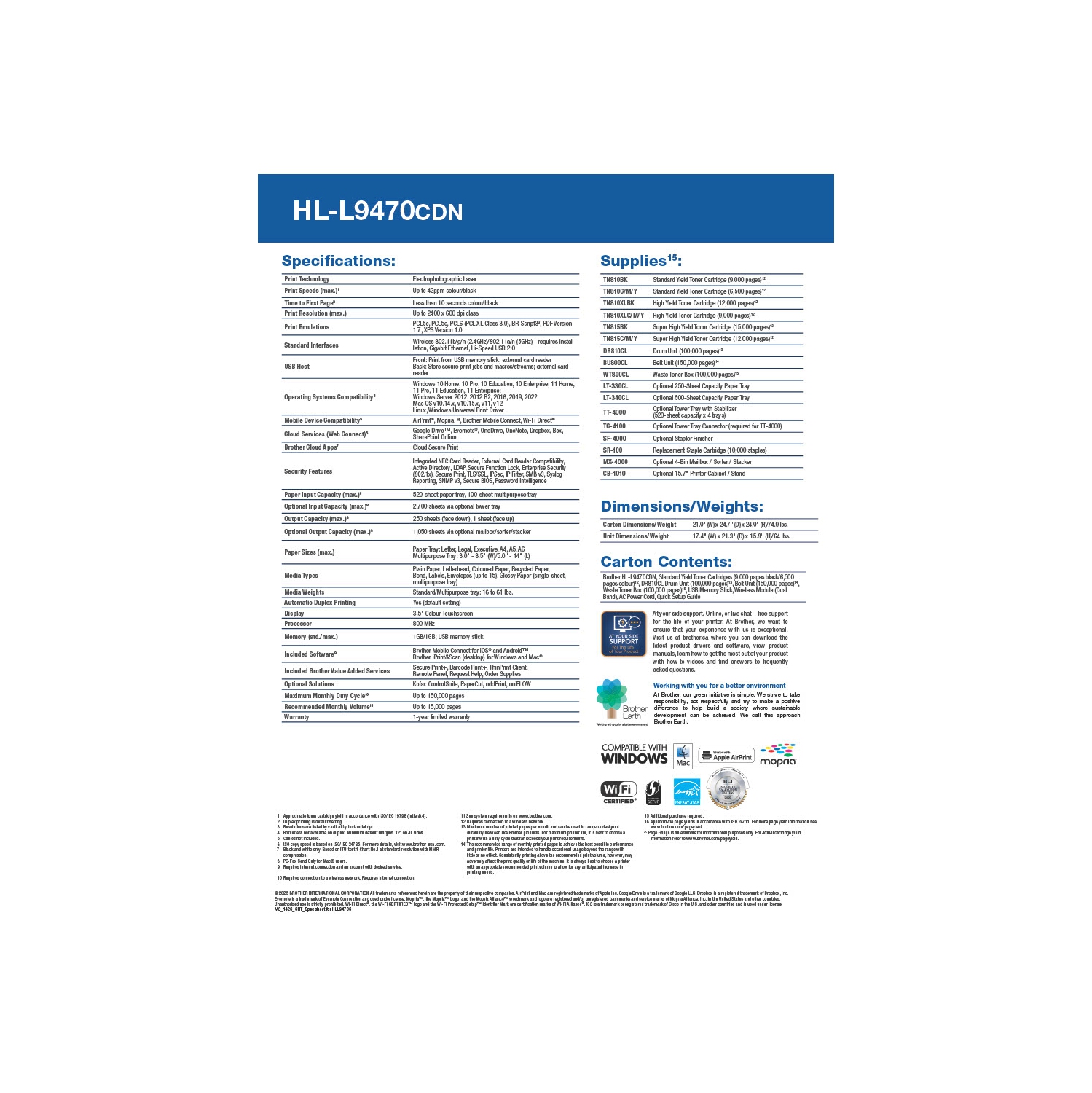 Imprimante laser Enterprise Brother-HL-L9470CDN, couleur