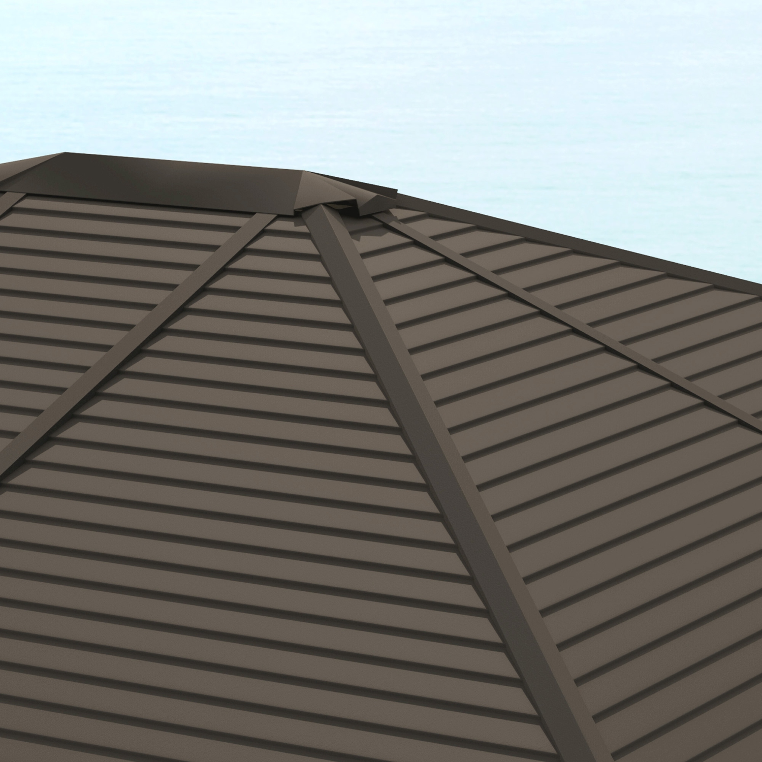 Abri de jardin de luxe Outsunny, toit en métal, 10 x 12 pi, cadre en aluminium, abri de jardin extérieur avec rideaux et moustiquaire, gris