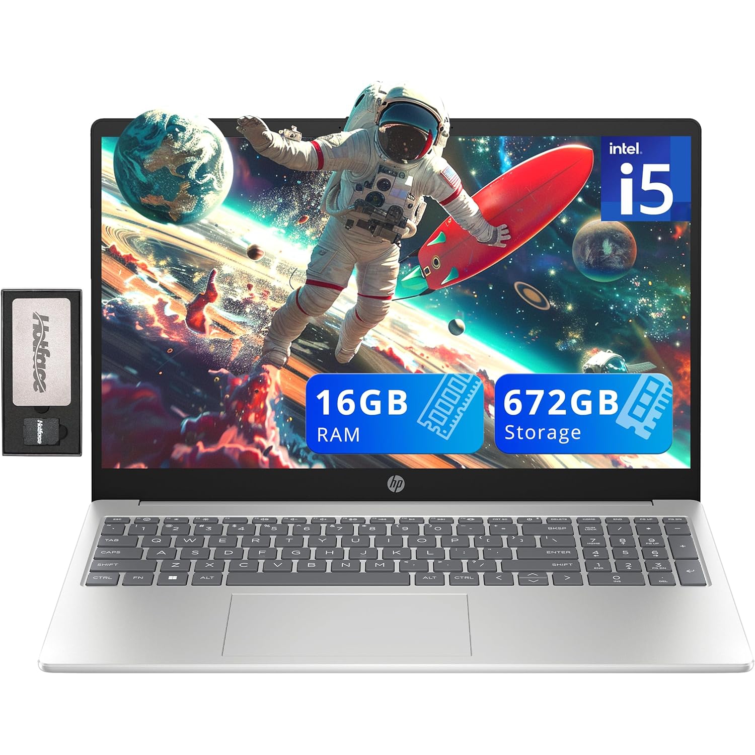 HP 15.6" FHD IPS Laptop, Intel i5-1235U, 672GB Storage(512GB SSD + 160GB Docking Station Set), 16GB RAM, Intel Iris Xe Graphics, Numeric Keypad,