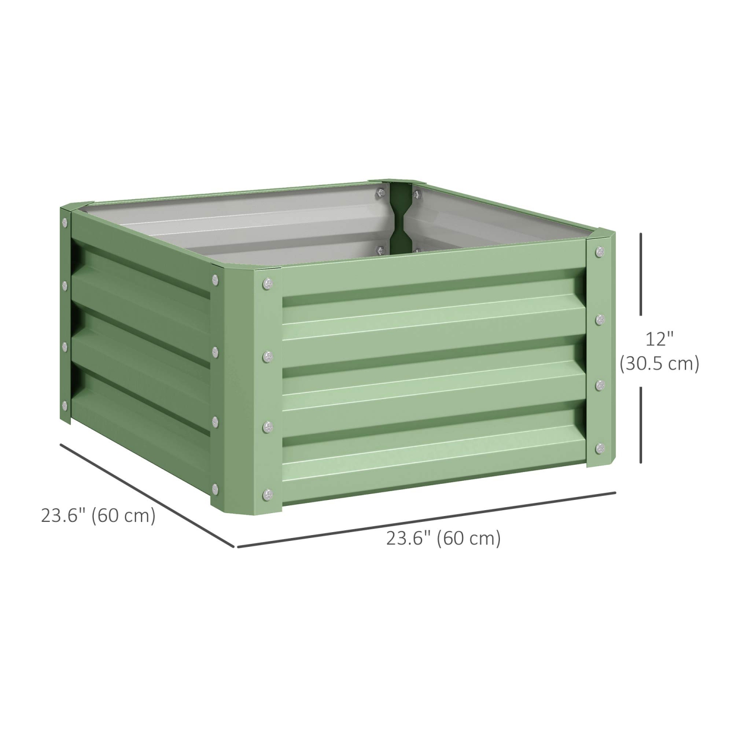 Jardinière surélevée Outsunny, 2 x 2 x 1 pi, 2 pièces, avec cadre en acier galvanisé pour les légumes, les fleurs, les herbes, le vert pâle