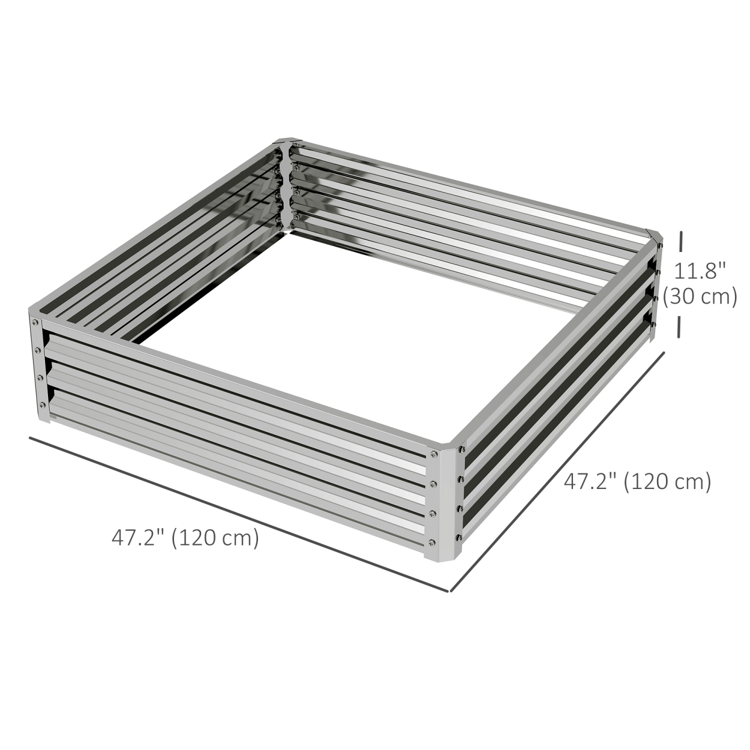 Outsunny 4' x 4' x 1' Raised Garden Bed Galvanized Steel Planter Box for Vegetables, Flowers, Herbs, Silver