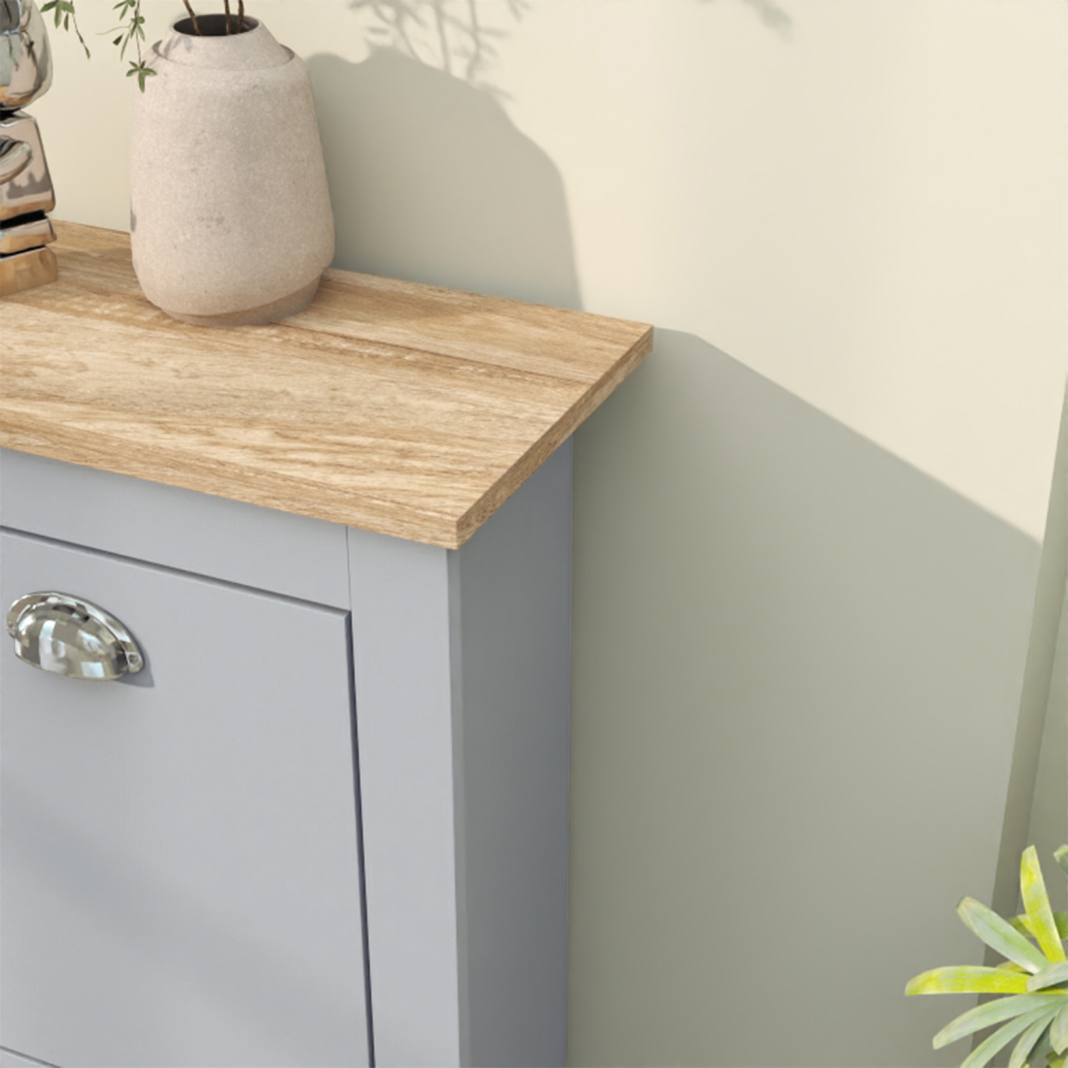 HOMCOM Narrow Shoe Cabinet with 2 Flip Drawers, Slim Shoe Storage Cabinet with Adjustable Shelves for 12 Pairs of Shoes for Entryway, Hallway, Grey