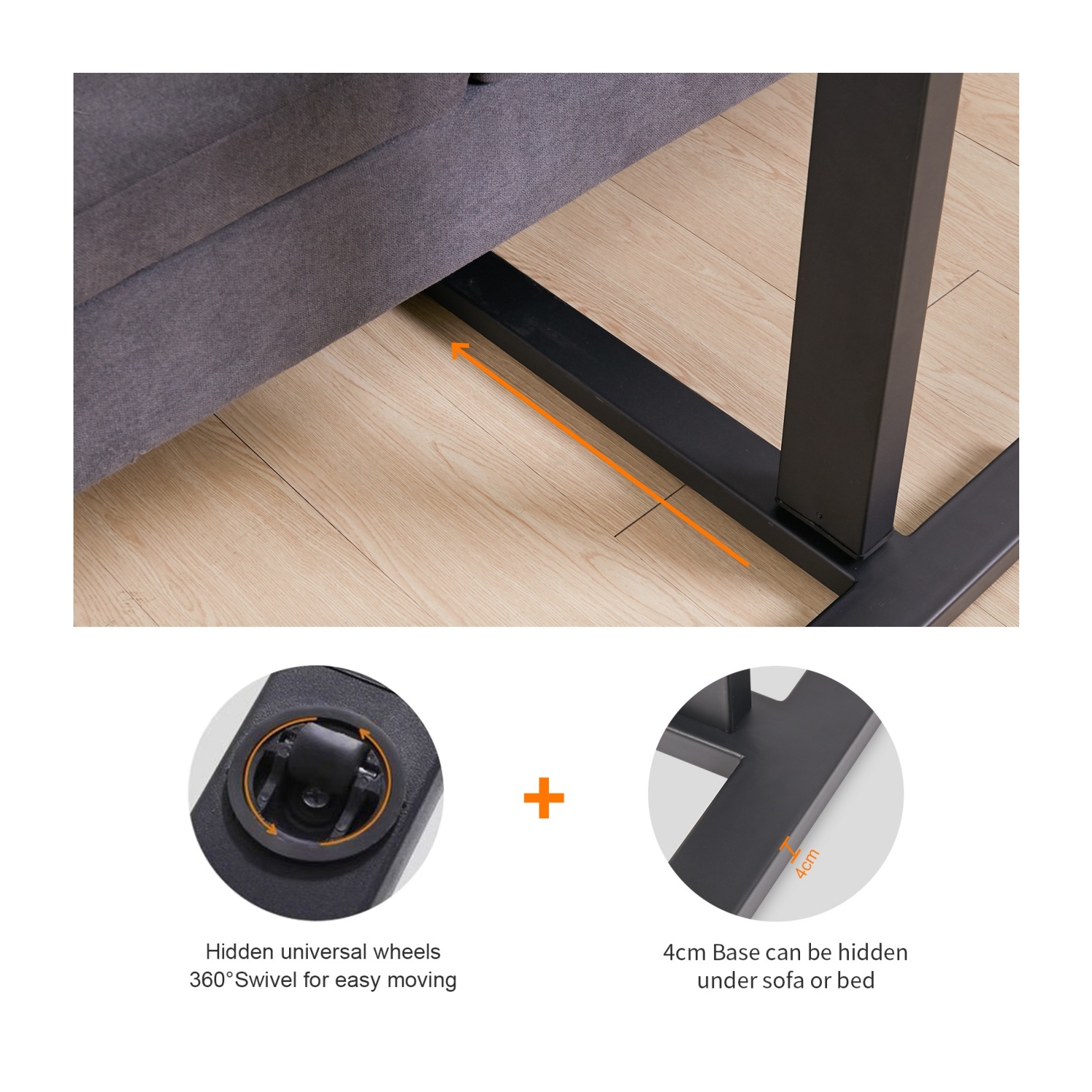 Medical Adjustable Tilt Overbed Bedside Table with Wheels Pneumatic Mobile Standing Laptop Desk Rolling Computer Cart Movable Bed Hospital Home Use