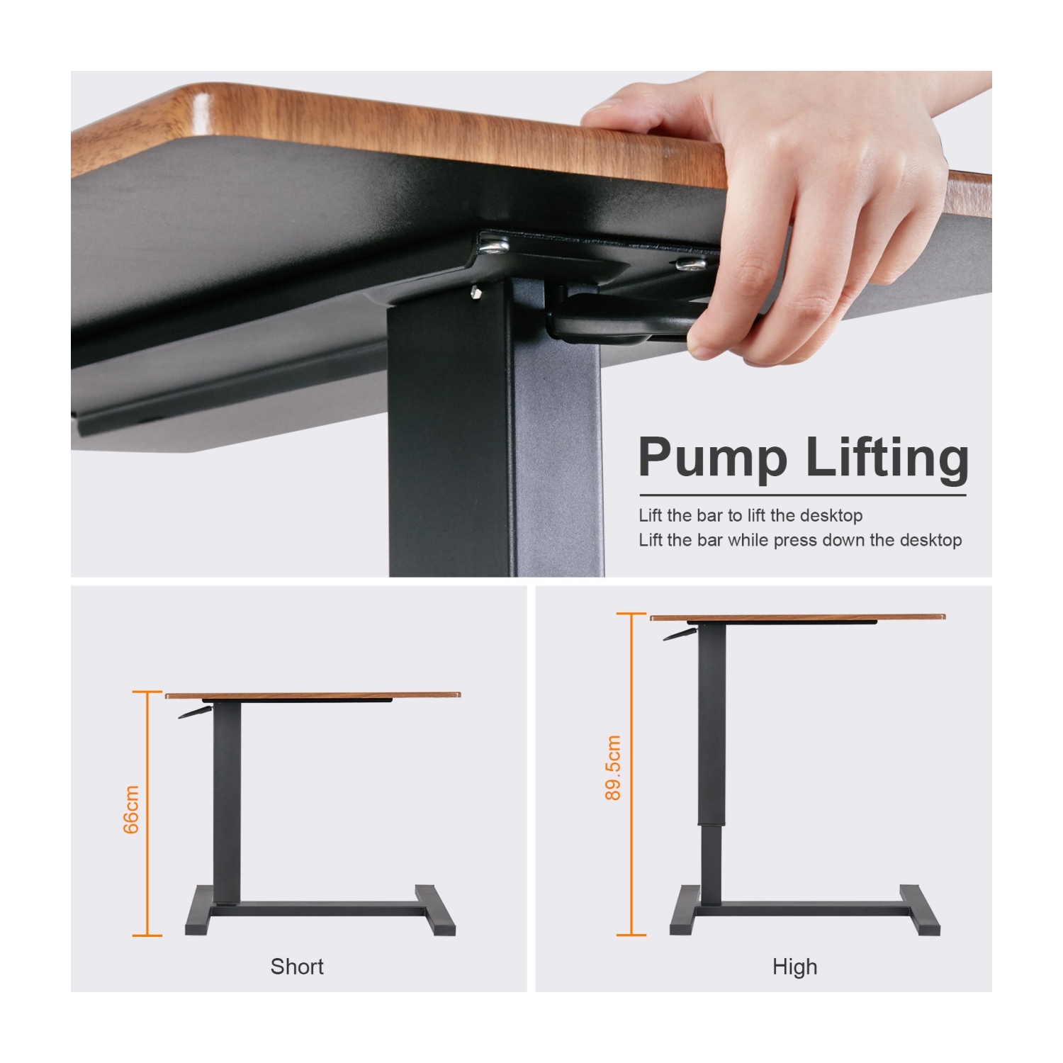 Medical Adjustable Tilt Overbed Bedside Table with Wheels Pneumatic Mobile Standing Laptop Desk Rolling Computer Cart Movable Bed Hospital Home Use