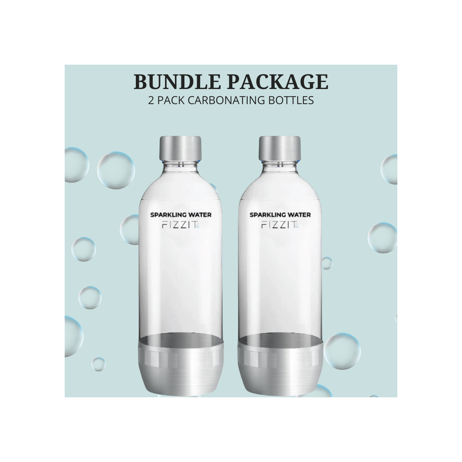 FIZZIT Compatible Replacement Bottle for Sodastream Carbonating Sparkling Water Machine 1 Liter 2 Pack