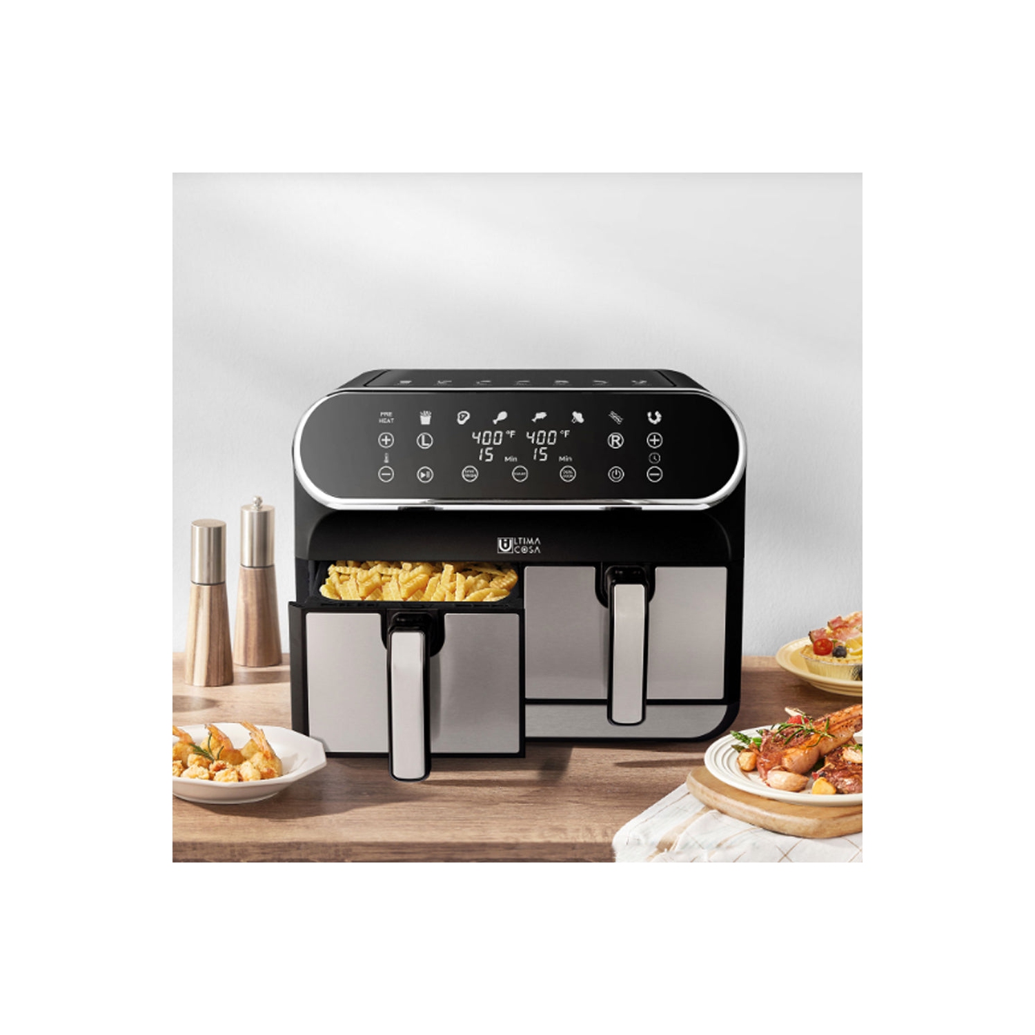 Friteuse numérique à deux zones AF002B8DS 8&nbsp;L/8,5&nbsp;Qt précommandée d'Ultima Cosa