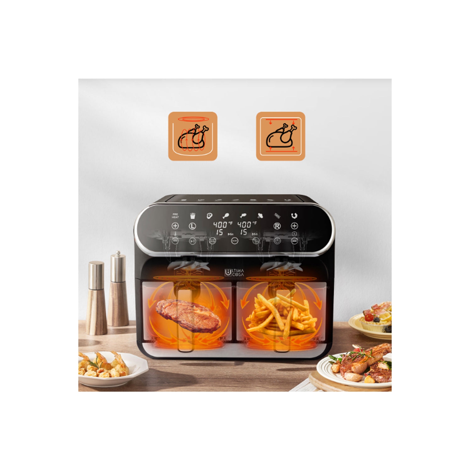 Friteuse numérique à deux zones AF002B8DS 8&nbsp;L/8,5&nbsp;Qt précommandée d'Ultima Cosa