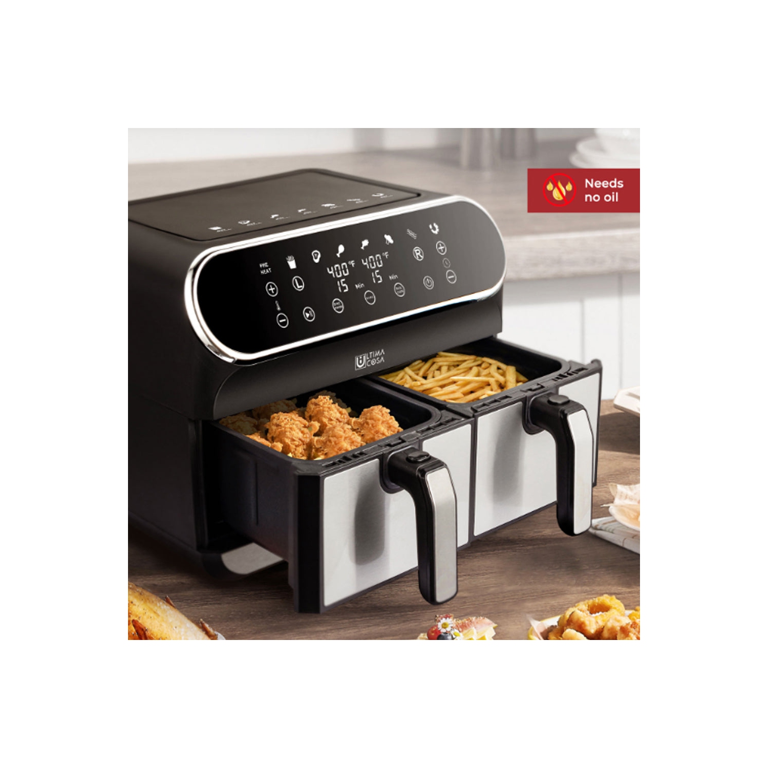Friteuse numérique à deux zones AF002B8DS 8&nbsp;L/8,5&nbsp;Qt précommandée d'Ultima Cosa