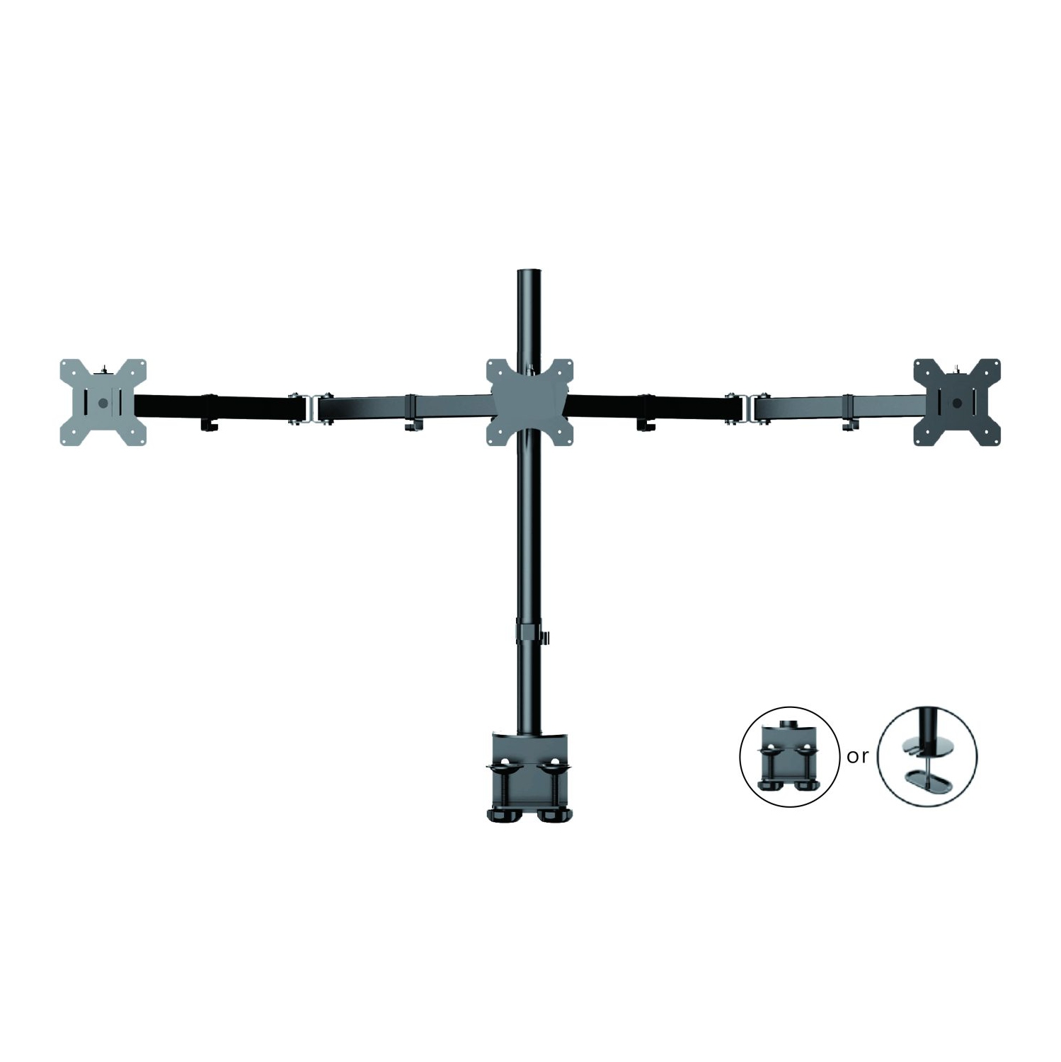 Surélévateur de bureau à hauteur réglable ADRB45 de Rocelco, support pour trois moniteurs (DM3) et tapis antifatigue (MAFM)