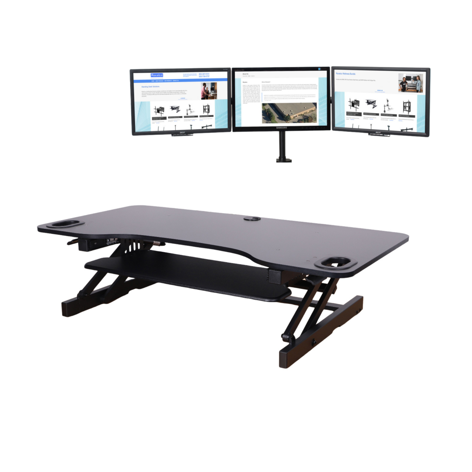 Rocelco ADRB45 Adjustable-Height Desk Riser & Triple Monitor Mount (DM3)