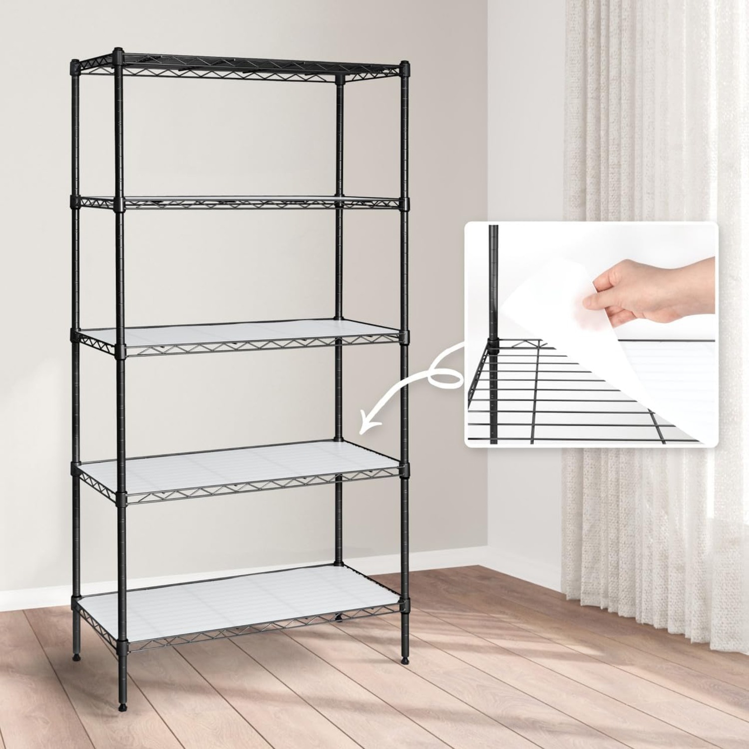 CAPHAUS NSF Adjustable Height Wire Shelving Unit w/Liner, Basement Storage Shelving, Metal Steel Storage Shelves, Garage Shelving Storage Organizer,