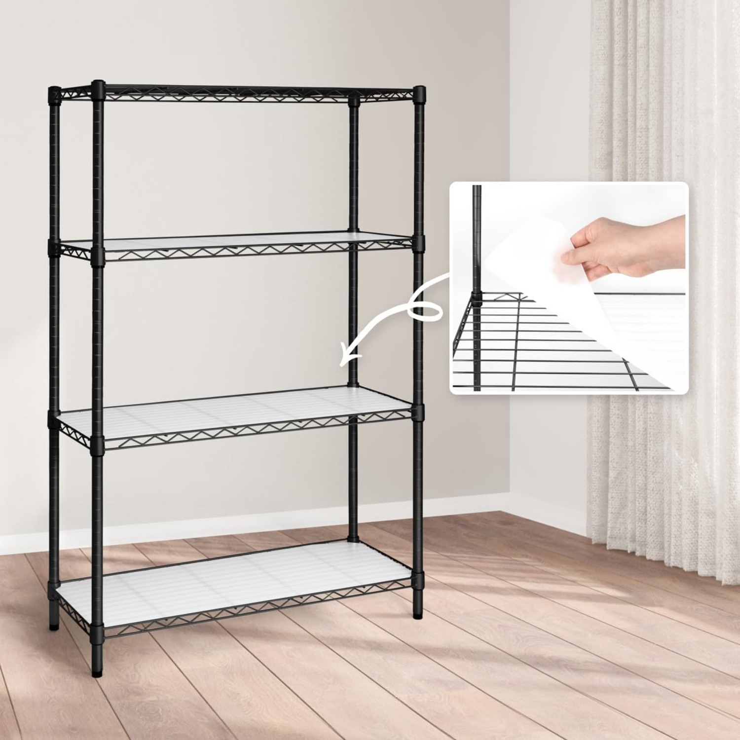 CAPHAUS NSF Adjustable Height Wire Shelving Unit w/Liner, Basement Storage Shelving, Metal Steel Storage Shelves, Garage Shelving Storage Organizer,