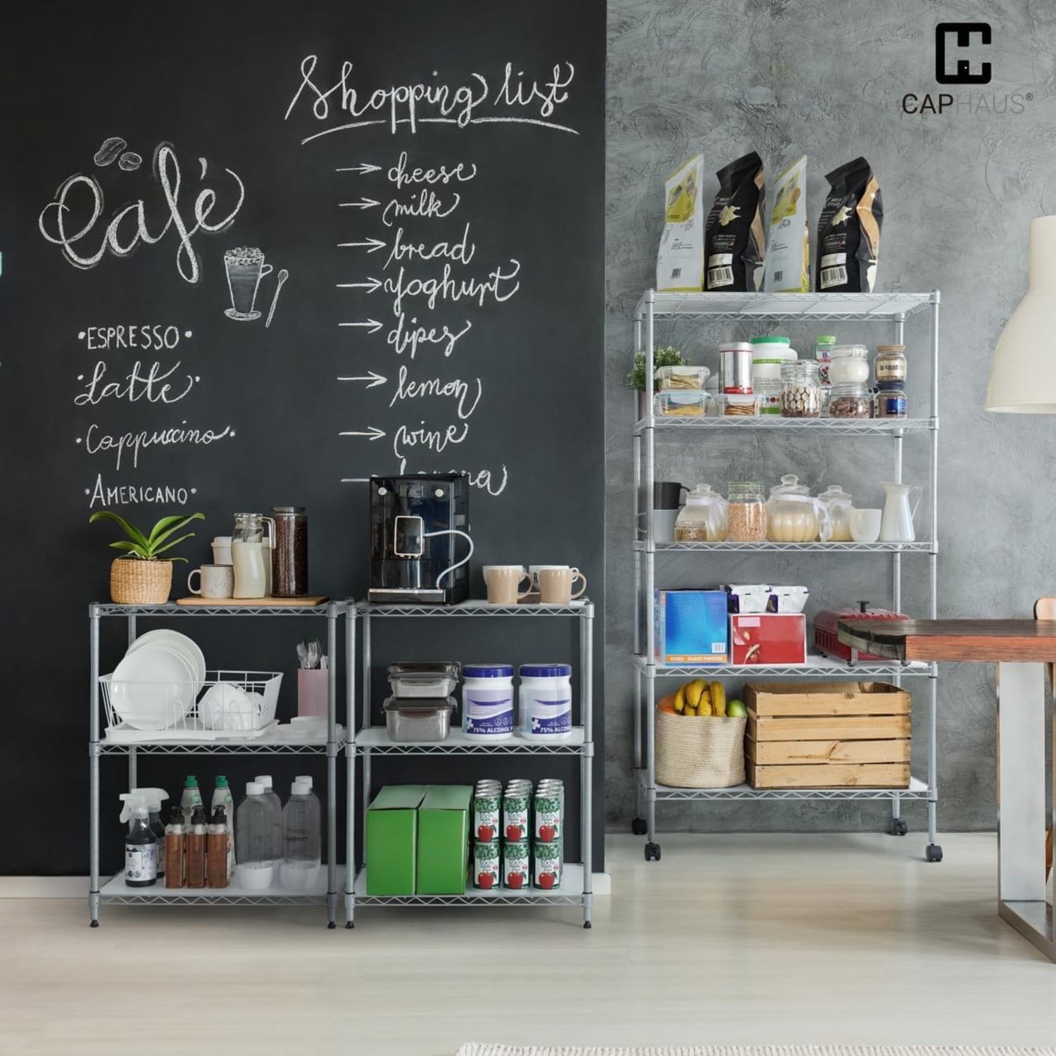 CAPHAUS NSF Adjustable Height Wire Shelving Unit w/Liner, Basement Storage Shelving, Metal Steel Storage Shelves, Garage Shelving Storage Organizer,