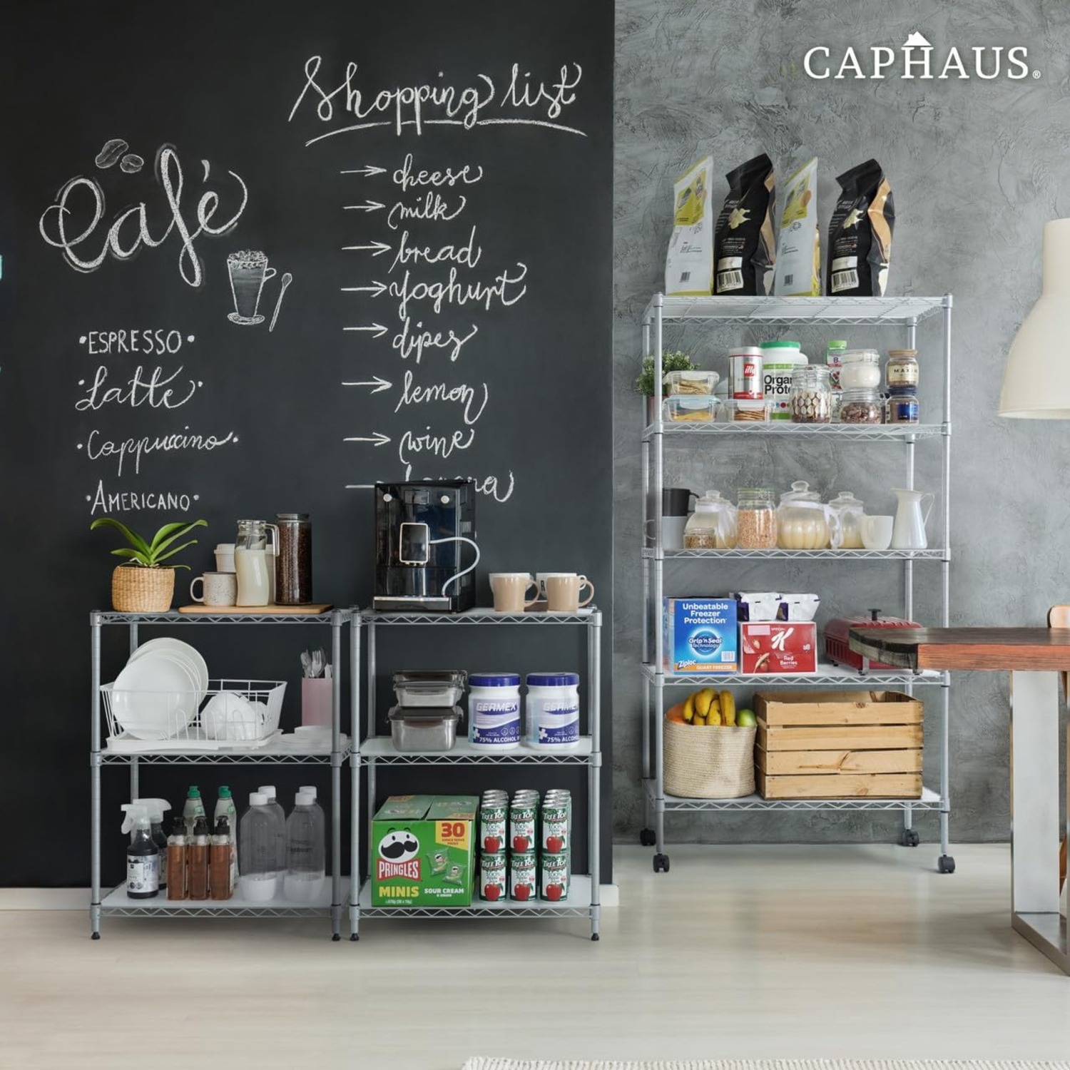 CAPHAUS NSF Adjustable Height Wire Shelving w/Liner, Basement Storage Shelving, Metal Steel Storage Shelving, Garage Shelving Storage Organizer,