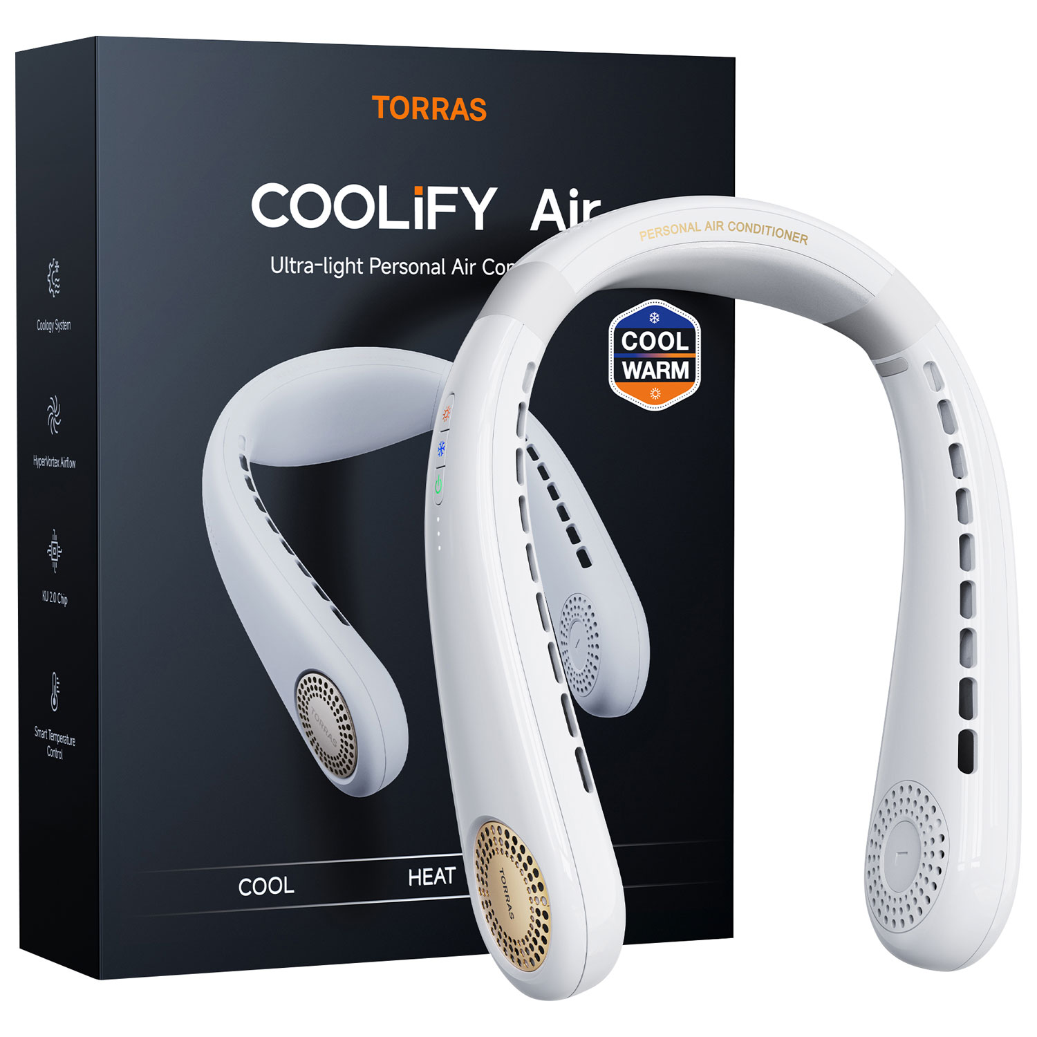 Ventilateur pour le cou de 5000 mAh COOLiFY Air de Torras - Abricot