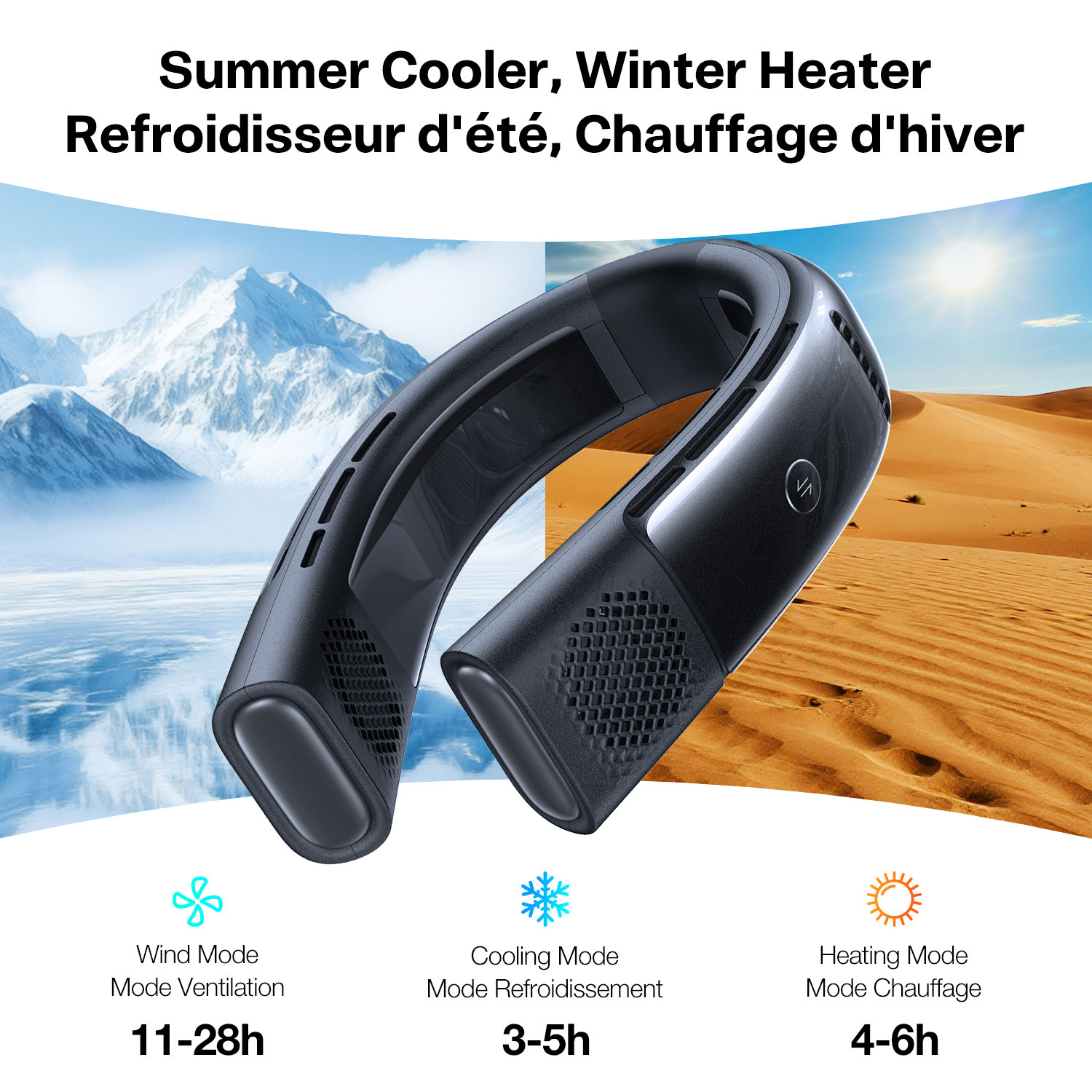 Torras COOLiFY 2S 5000mAh Wearable Neck Air Conditioner - Glossy Black