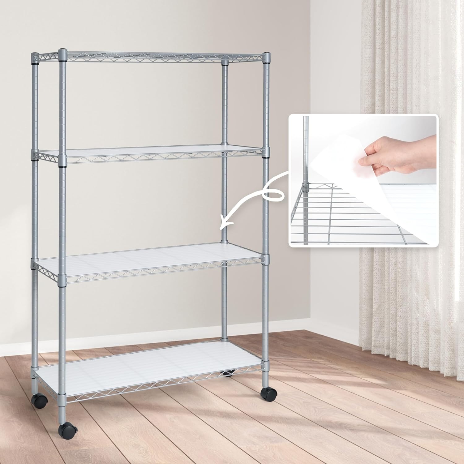CAPHAUS NSF Adjustable Height Wire Shelving w/Liner, Metal Steel Storage Shelves, Utility Shelf, Garage Shelving Storage Organizer, Basement Storage