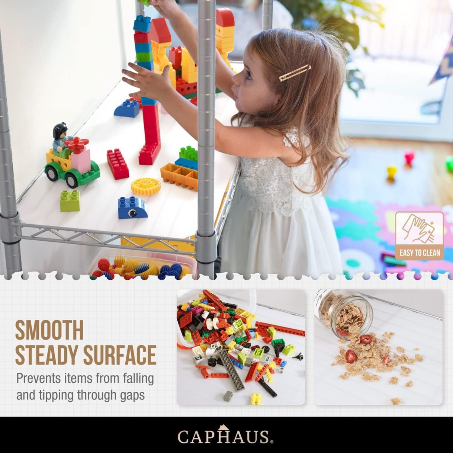 CAPHAUS NSF Adjustable Height Wire Shelving w/Liner, Metal Steel Storage Shelves, Utility Shelf, Garage Shelving Storage Organizer, Basement Storage