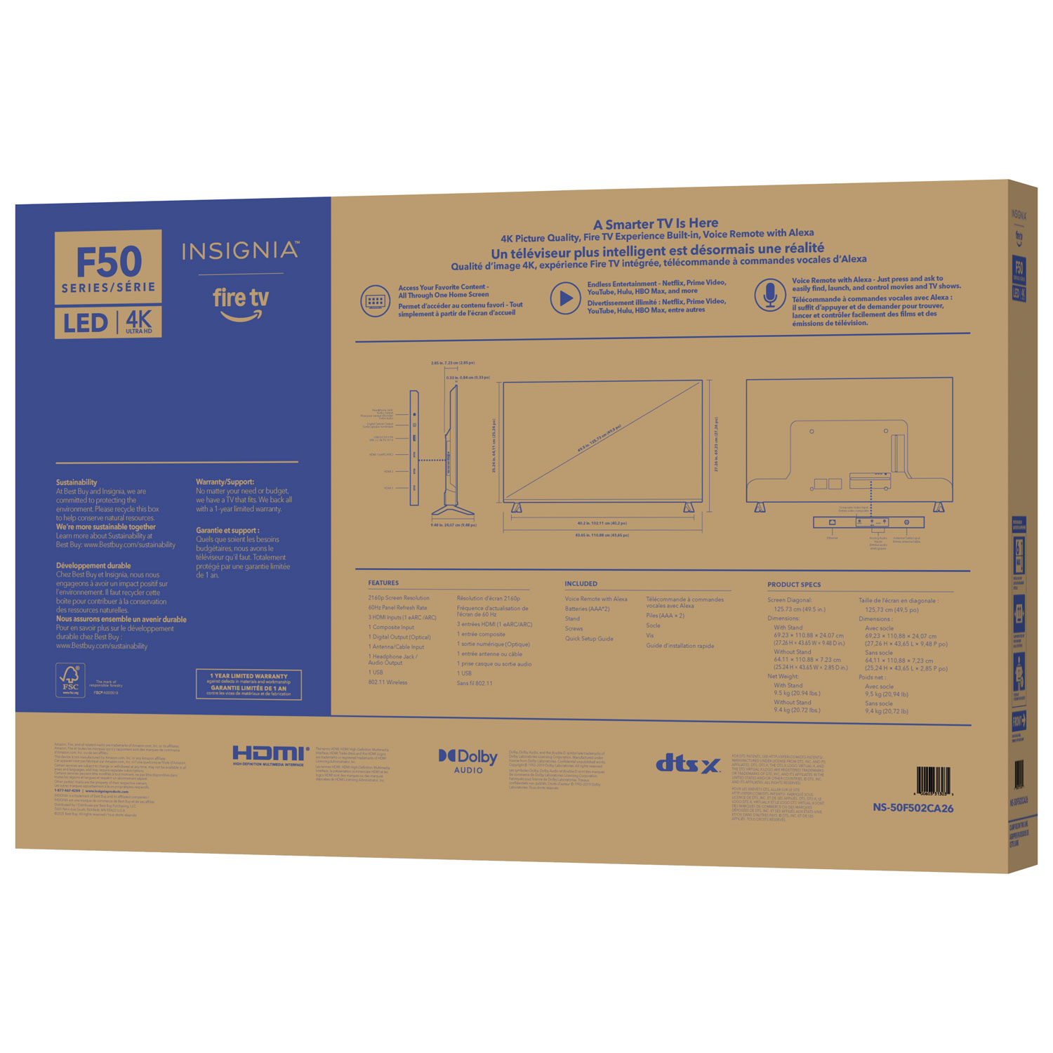 Téléviseur intelligent Fire TV ACL HDR UHD 4K de 50 po d'Insignia - 2024 - Exclusivité Best Buy